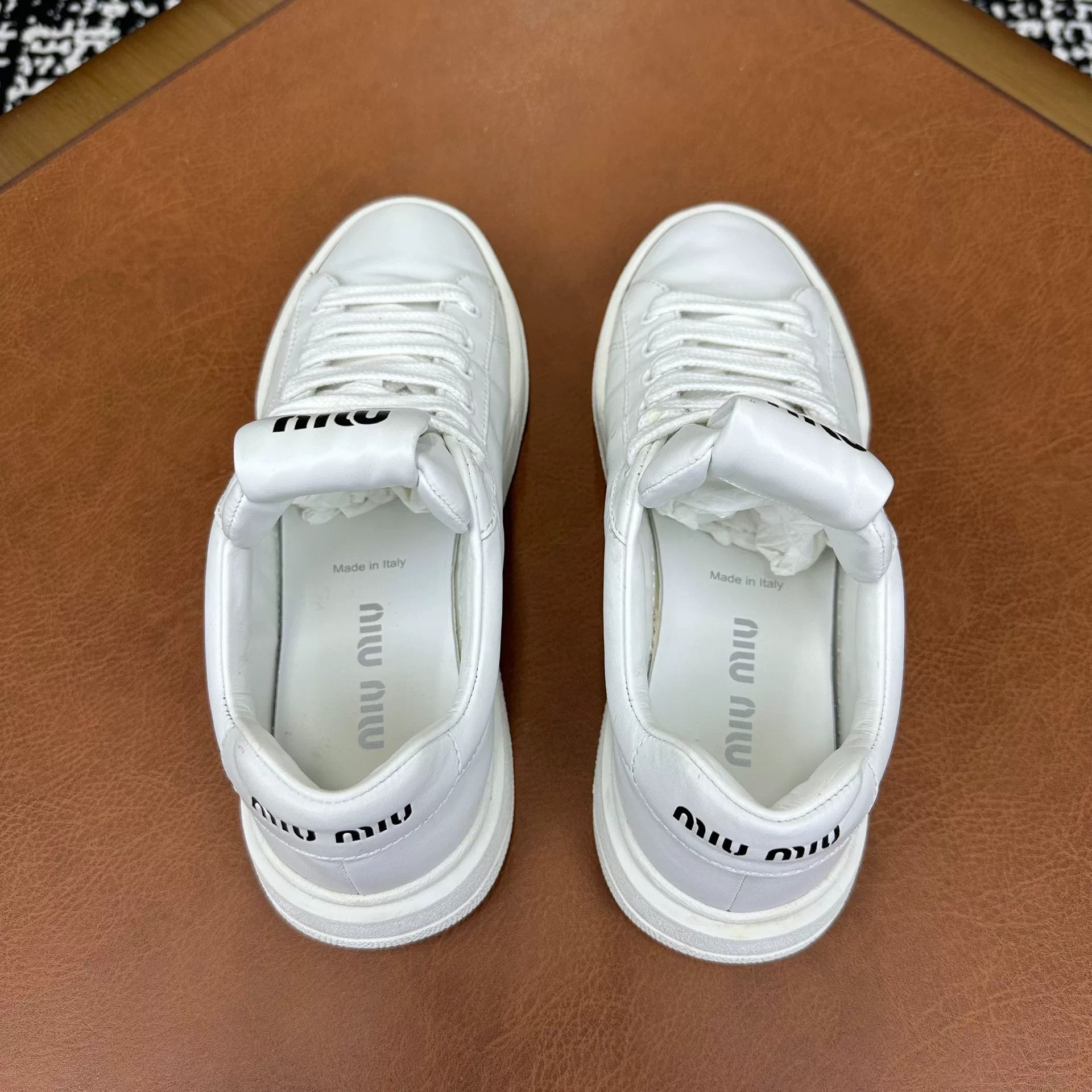 Miu Miu Miu Miu Leather White Lowtop Sneakers it_37 Women Size US 7 / IT 37 - 5 Thumbnail