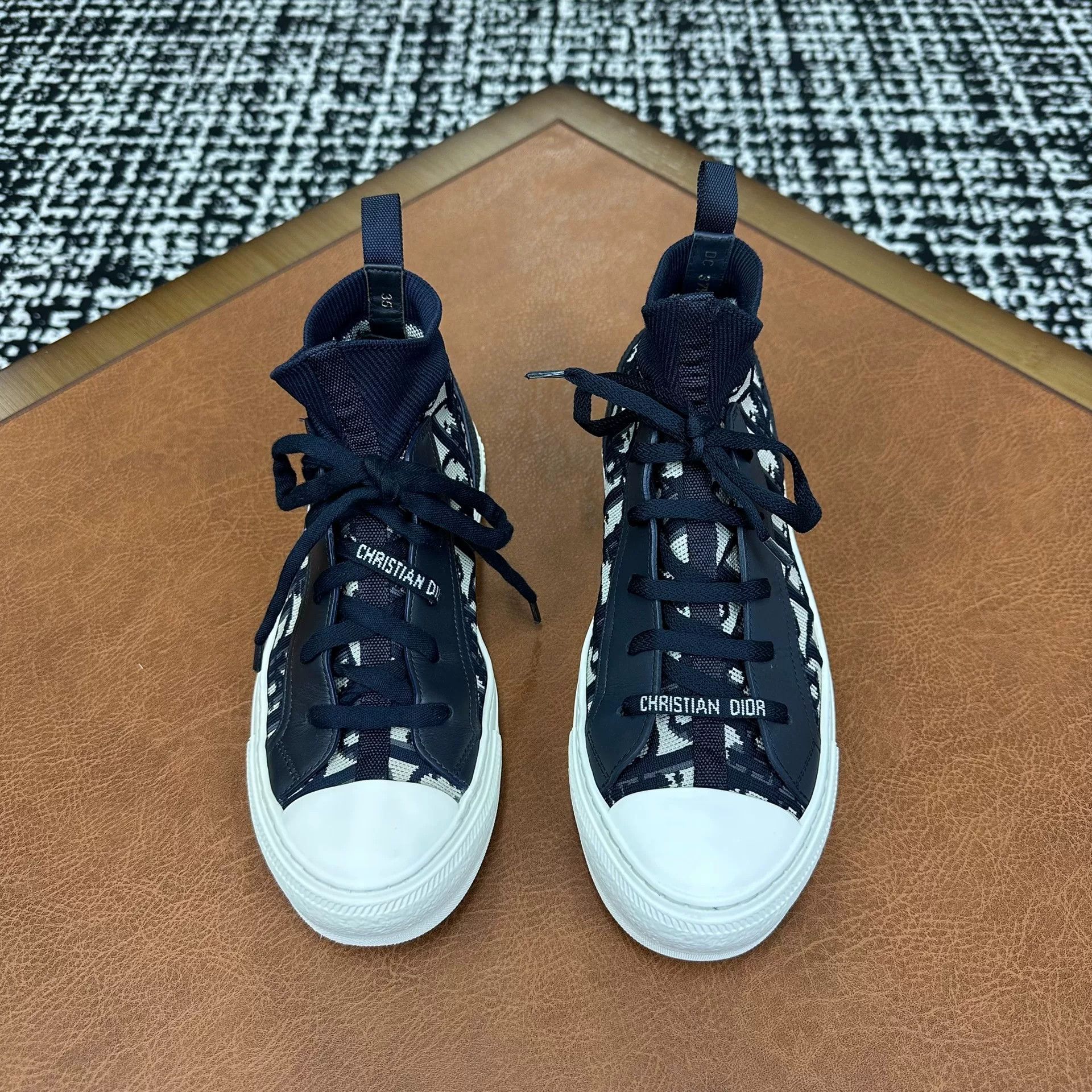 Dior Dior Knit Blue Hitop Sneakers it_35 Women Size US 5 / IT 35 - 2 Thumbnail