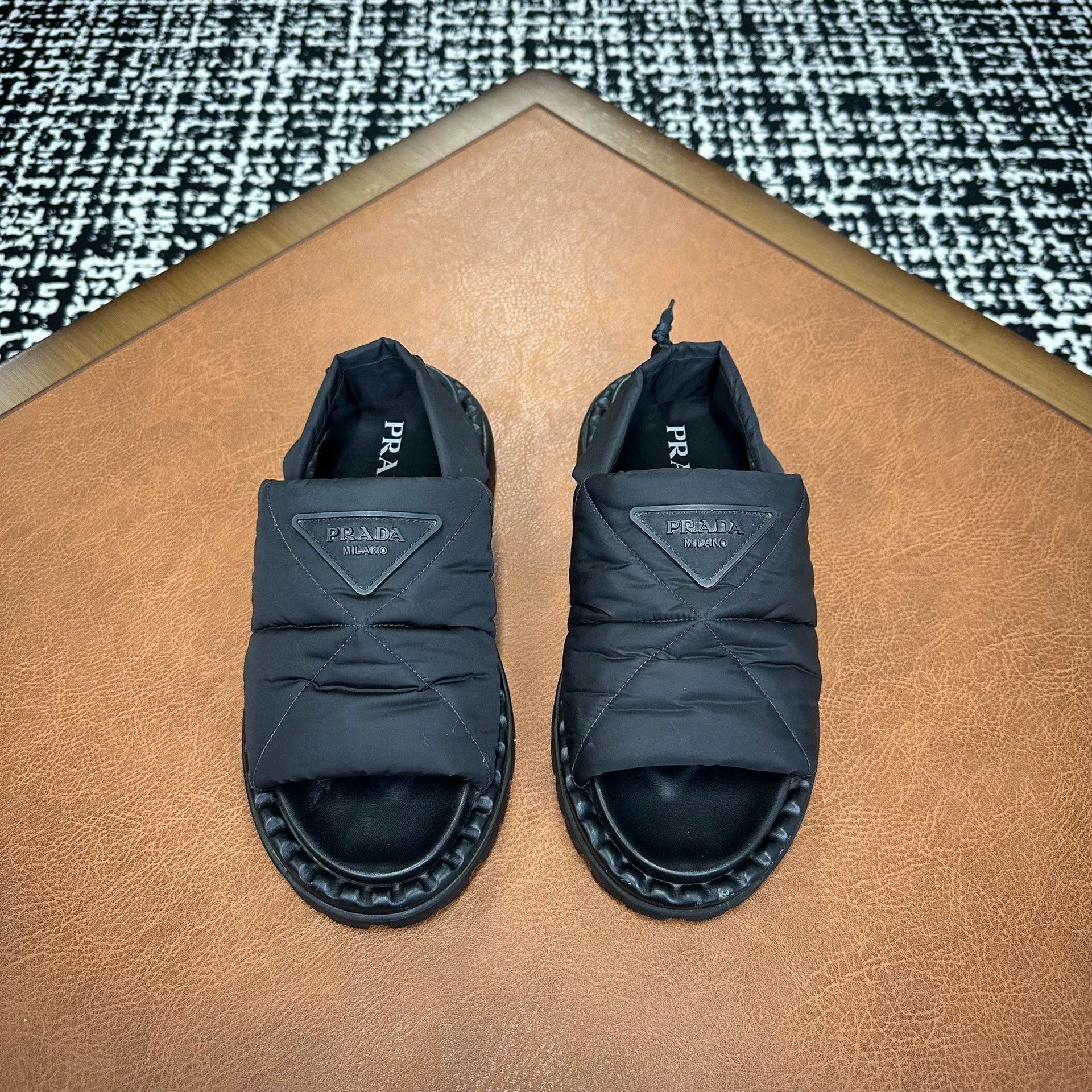 Prada Prada Nylon Black Sandals it_37 Women Size US 7 / IT 37 - 2 Thumbnail
