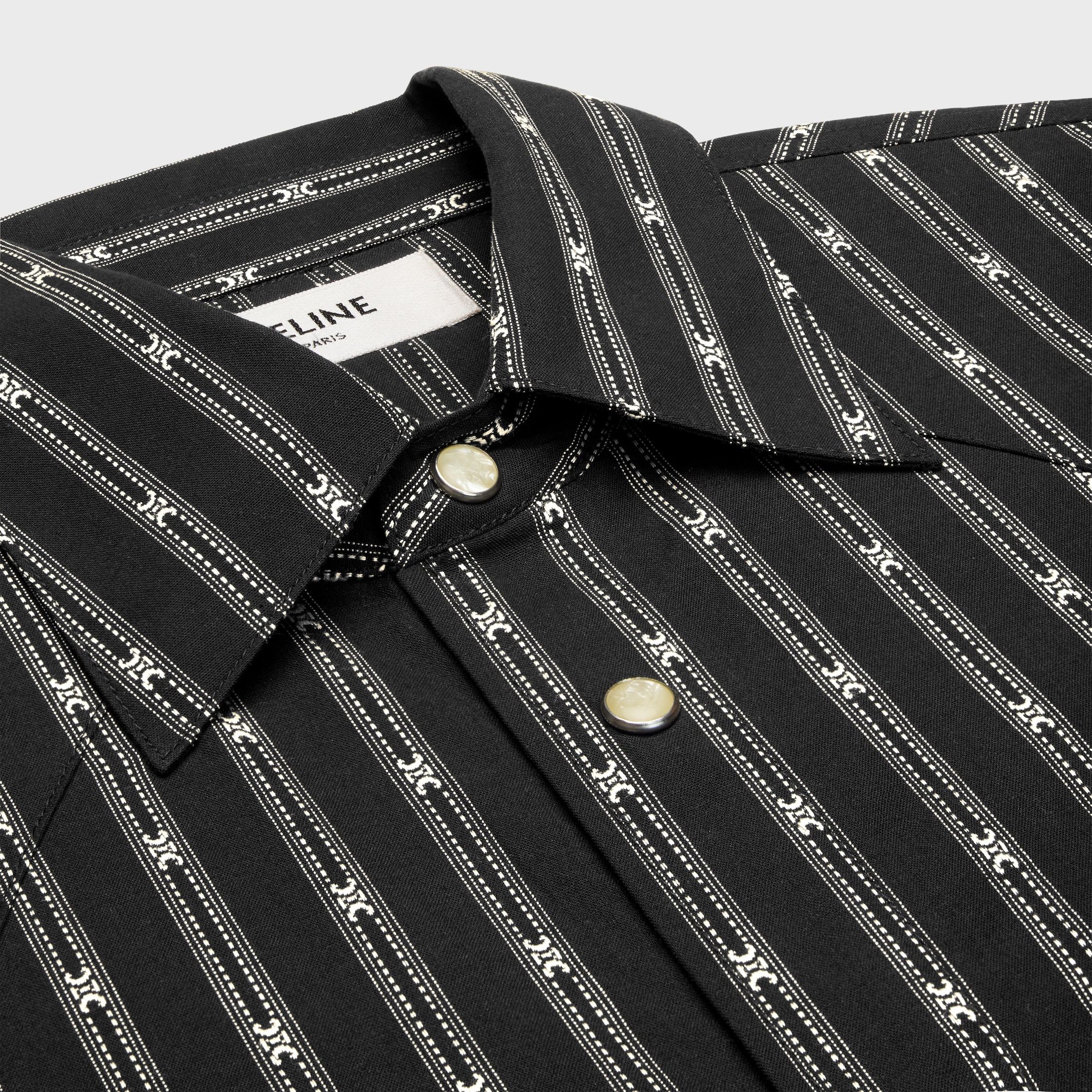 Celine WESTERN SHIRT IN TRIOMPHE STRIPED COTTON black/vanille Size US XL / EU 56 / 4 - 3 Thumbnail