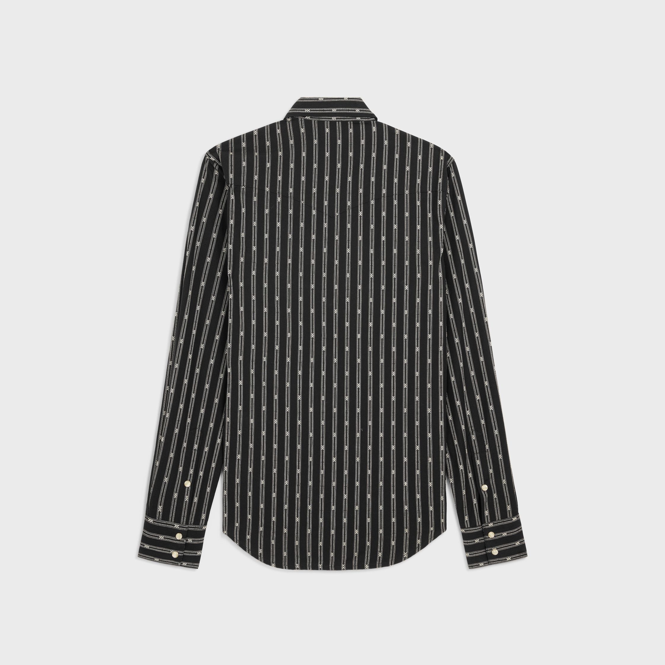 Celine WESTERN SHIRT IN TRIOMPHE STRIPED COTTON black/vanille Size US XXL / EU 58 / 5 - 2 Thumbnail