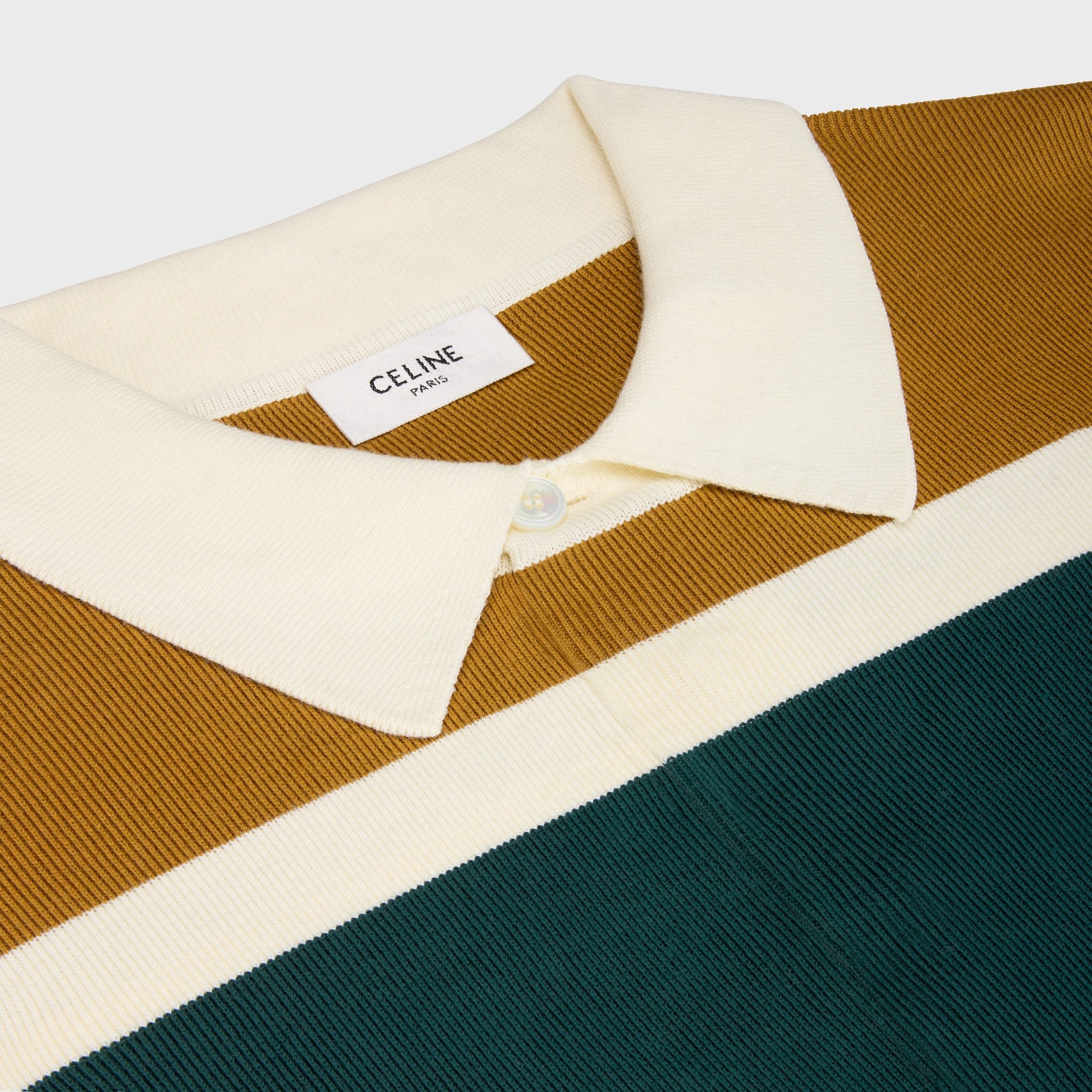 Celine BLASON RUGBY POLO SHIRT IN STRIPED COTTON green/ochre Size US S / EU 44-46 / 1 - 3 Thumbnail