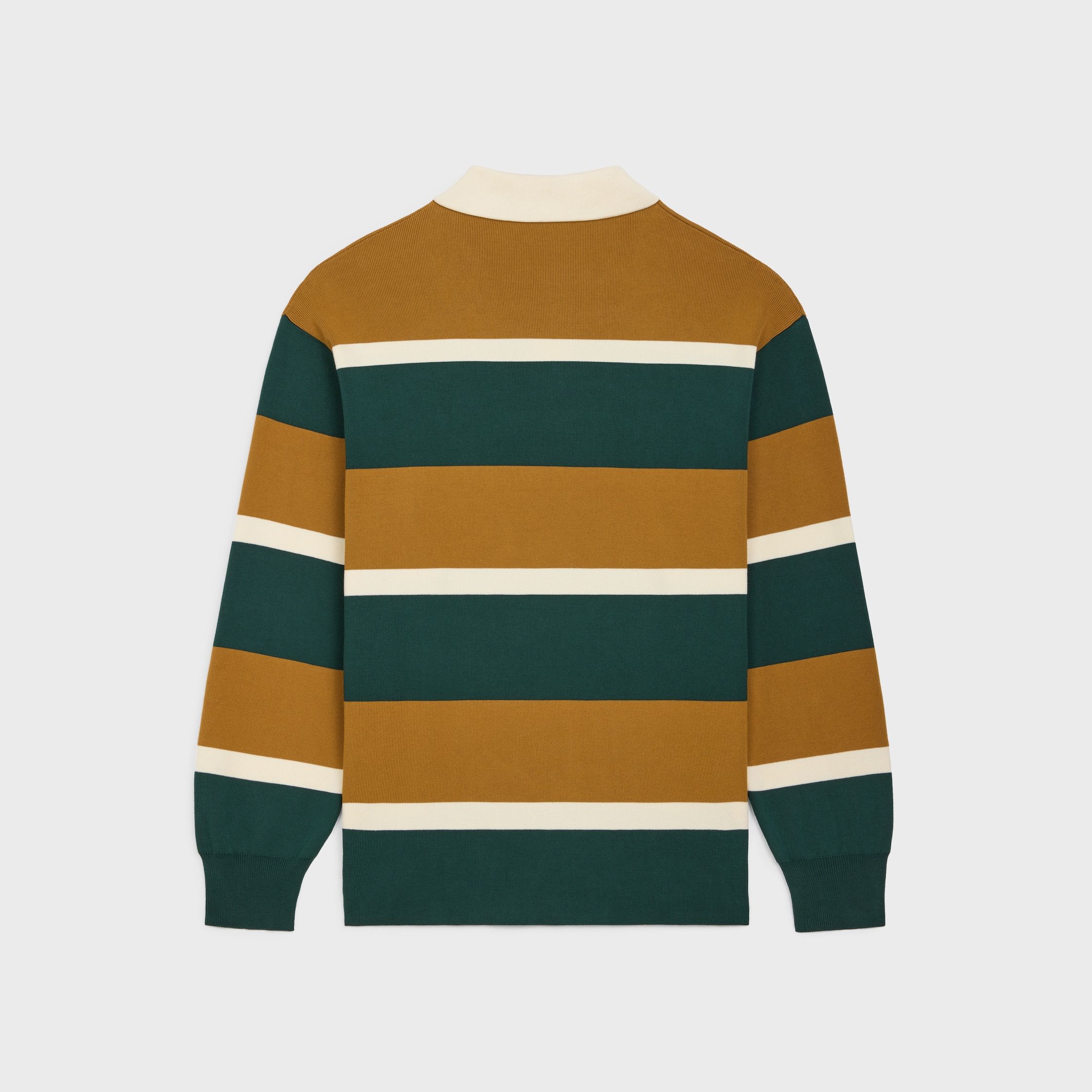 Celine BLASON RUGBY POLO SHIRT IN STRIPED COTTON green/ochre Size US M / EU 48-50 / 2 - 2 Thumbnail