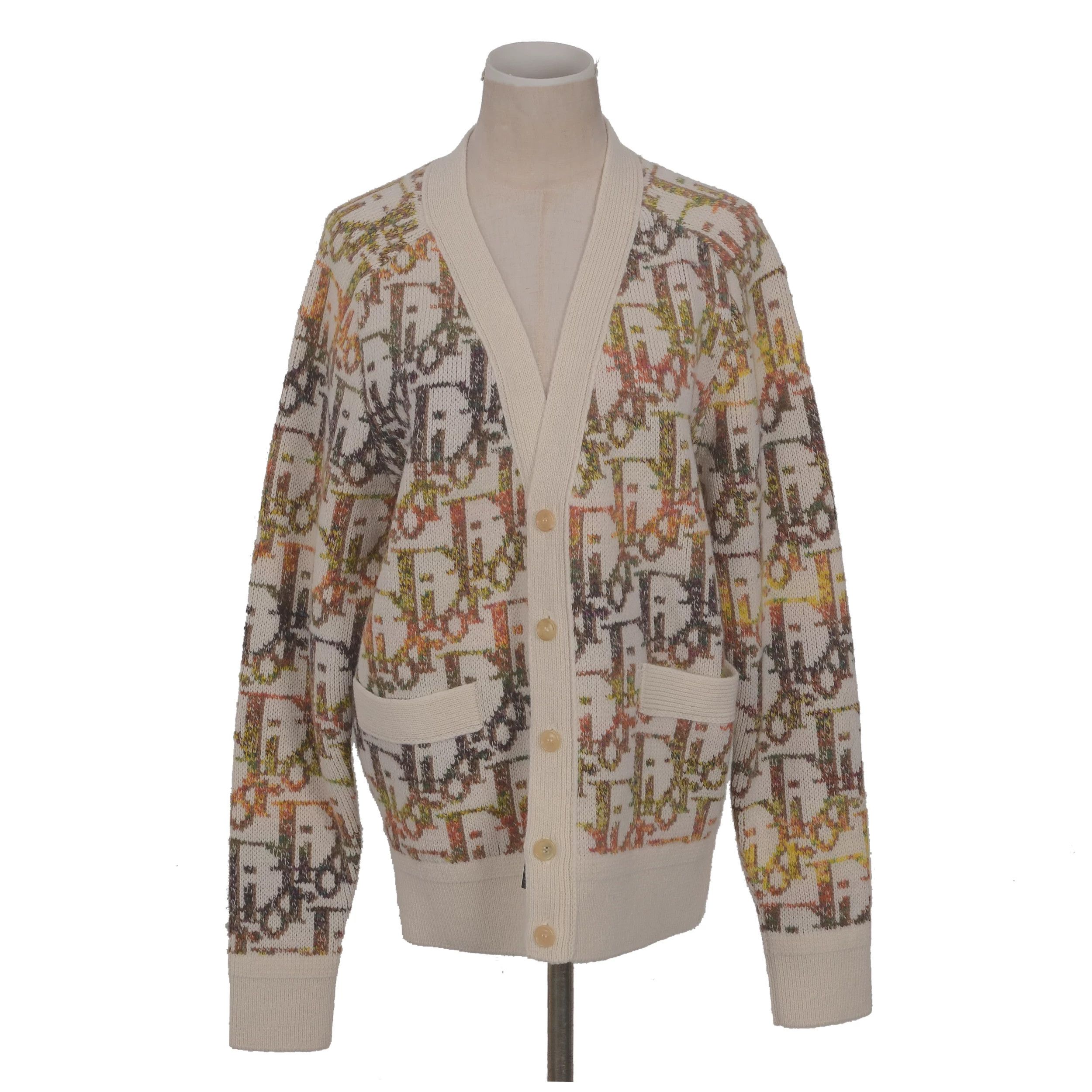 Dior Dior Cream Monogram Knitted Coat Size S / US 4 / IT 40 - 10 Thumbnail