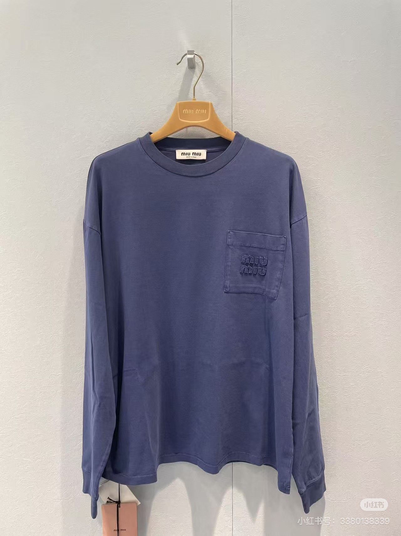 Miu Miu Miu Miu 25SS Blue Long-Sleeve T-Shirt Size XS / US 0-2 / IT 36-38 - 2 Thumbnail