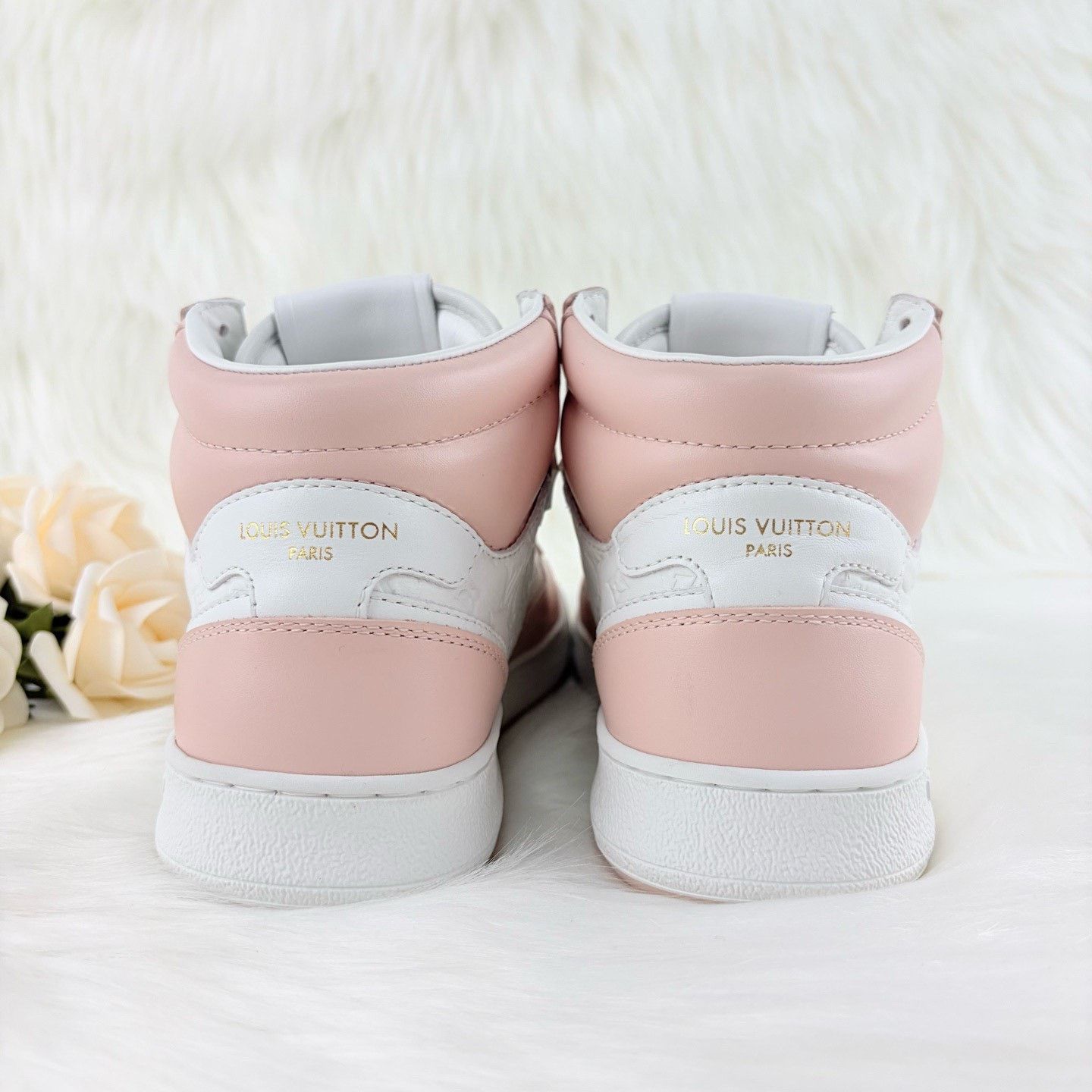Louis Vuitton LV White Pink Embossed High-top Sneakers Size US 5.5 / IT 35.5 - 3 Thumbnail