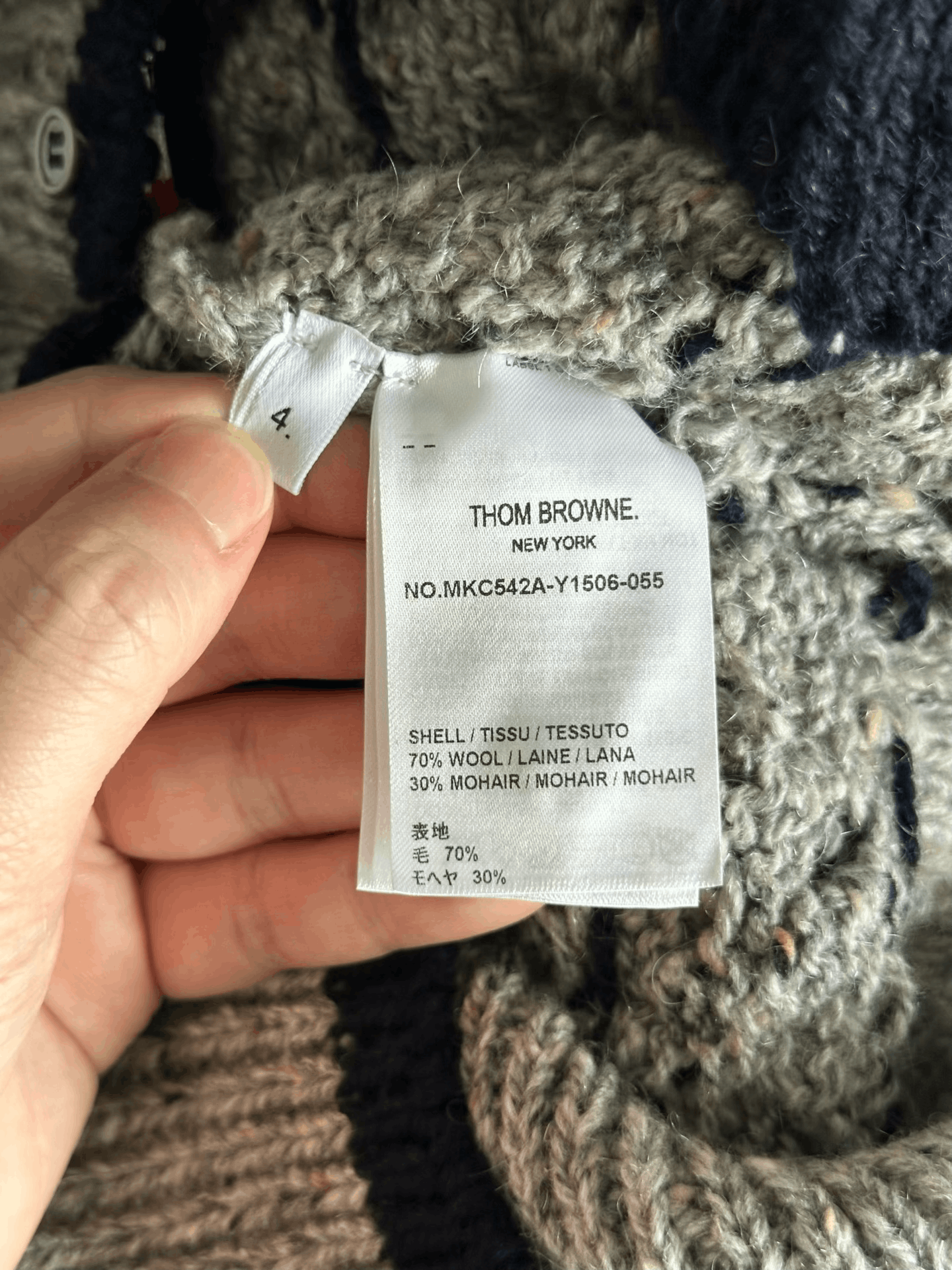 Thom Browne Thom Browne Gray Cable-Knit Cardigan Size US XL / EU 56 / 4 - 3 Thumbnail