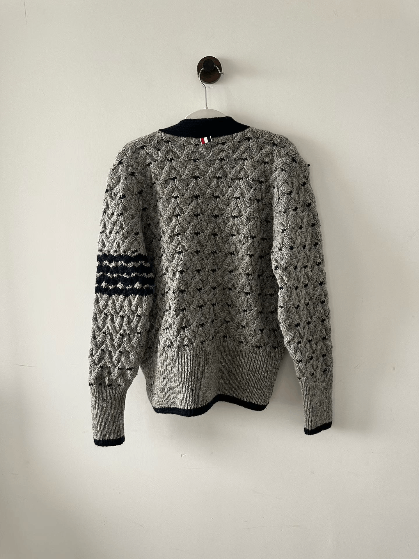 Thom Browne Thom Browne Gray Cable-Knit Cardigan Size US XL / EU 56 / 4 - 2 Thumbnail