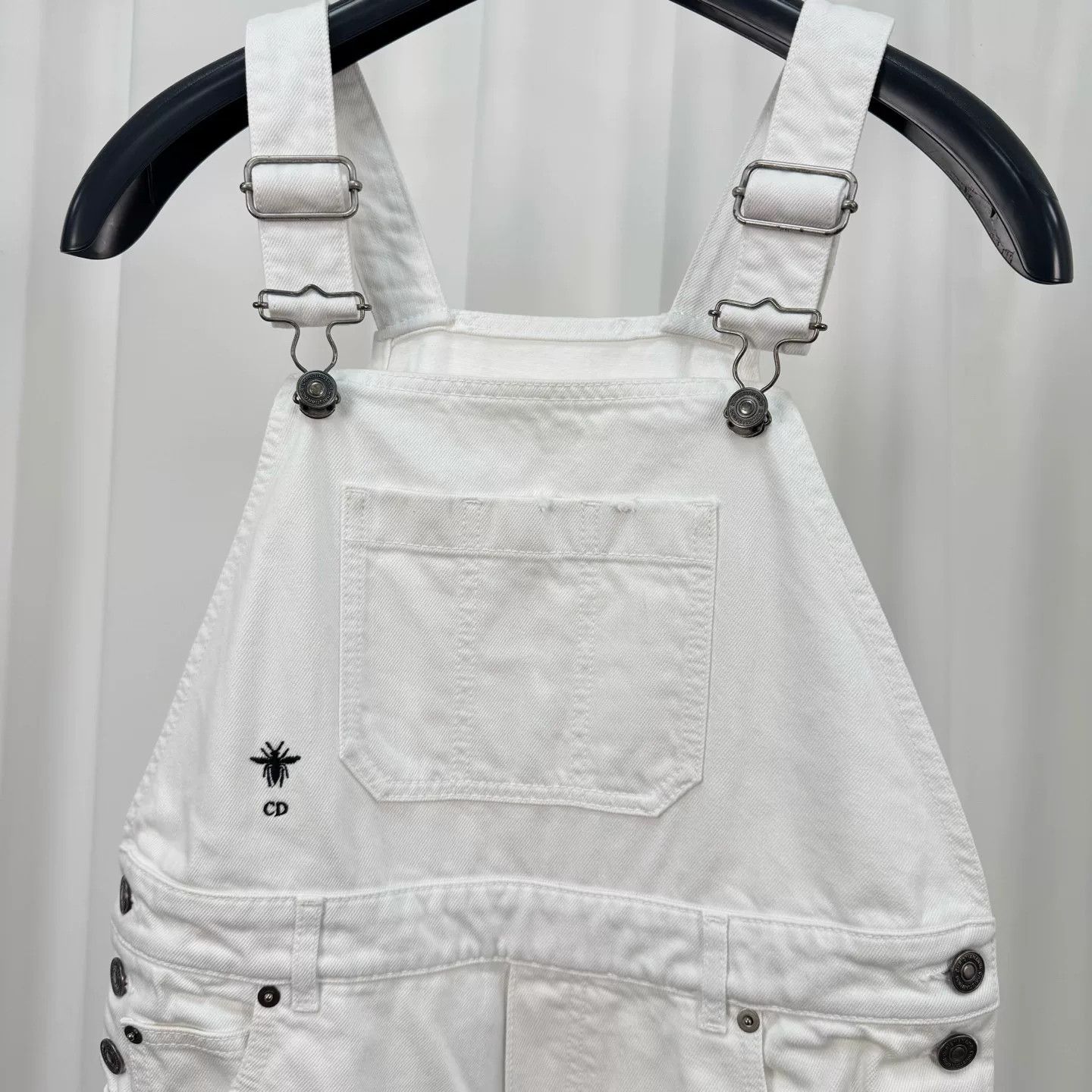 Dior Dior Embroidered Bee White Denim Overalls Size 34" / US 12 / IT 48 - 3 Thumbnail