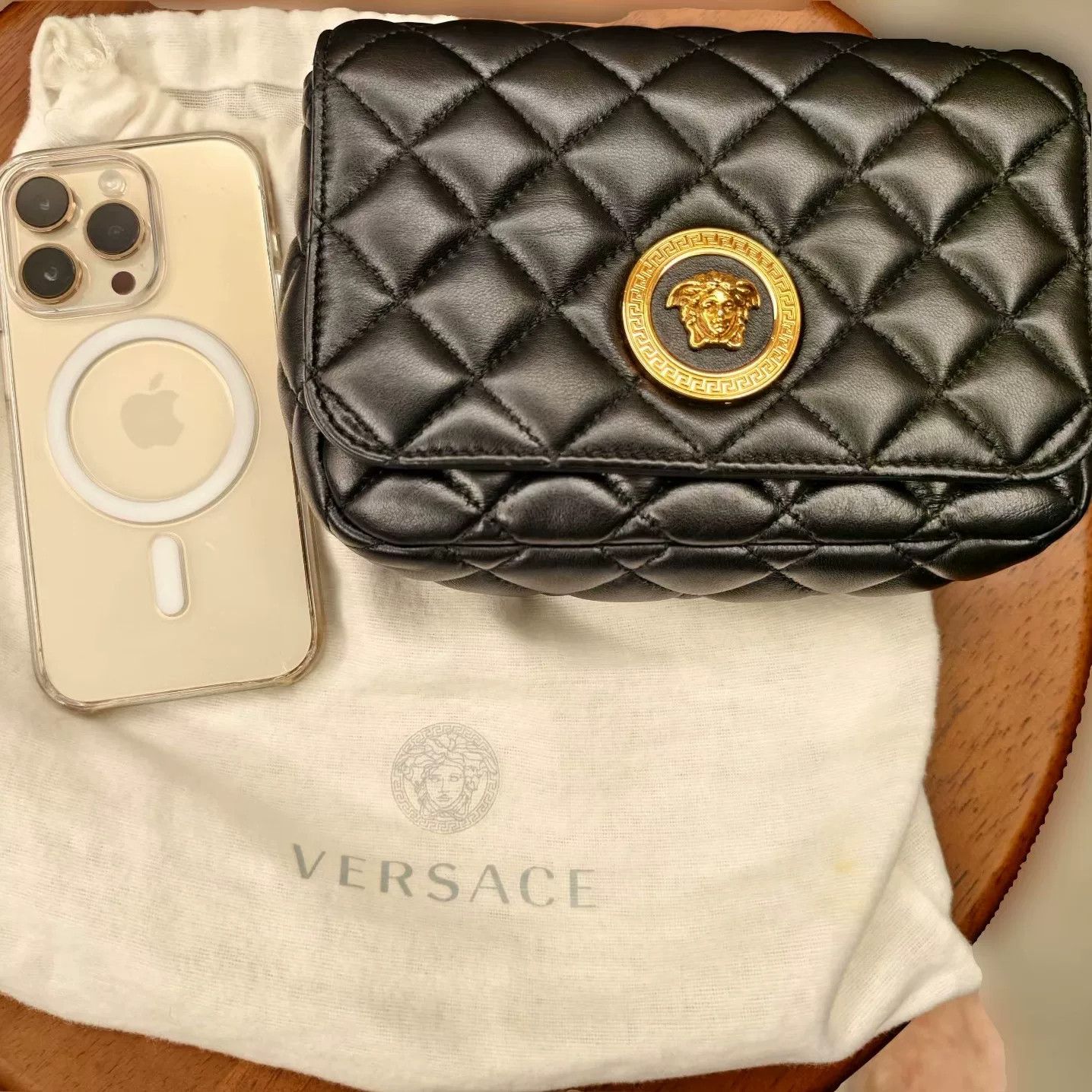 Versace Versace Black Quilted Chain Bag Size ONE SIZE - 2 Thumbnail