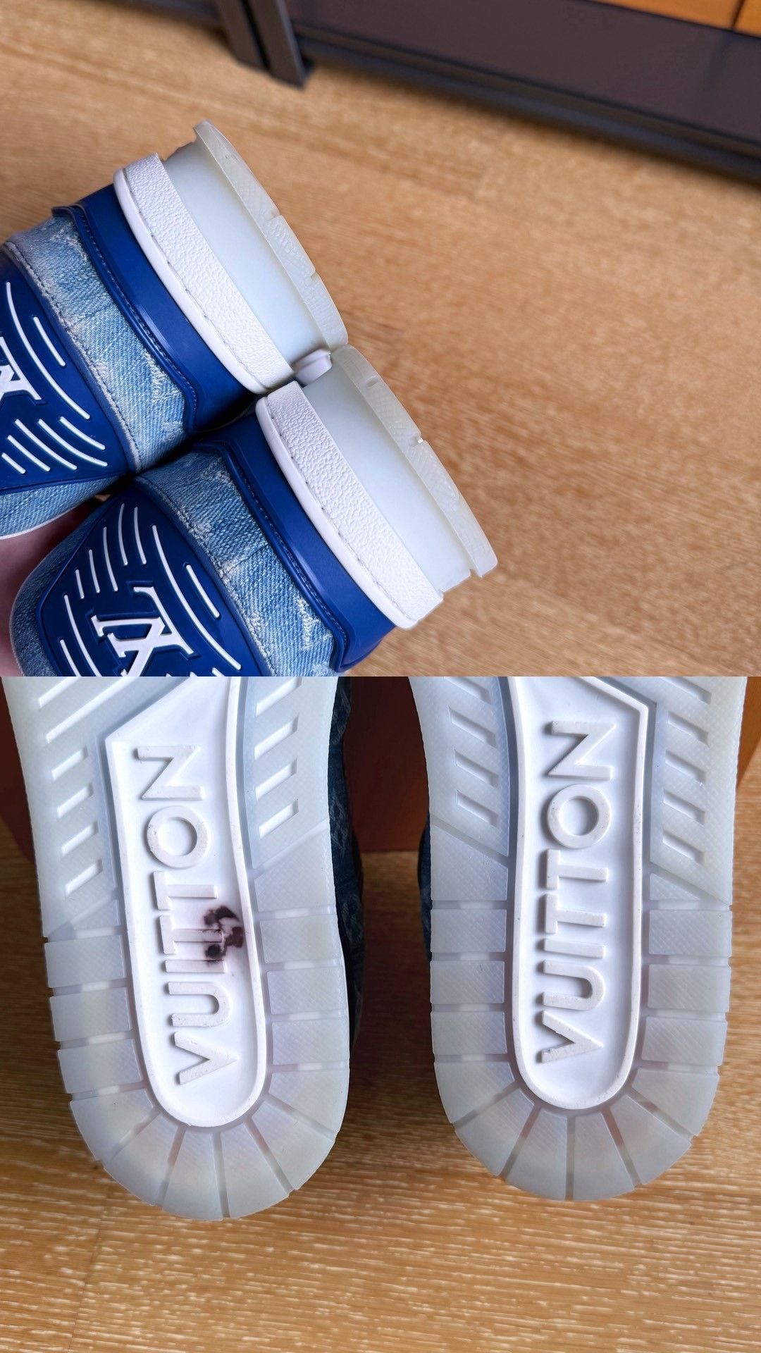 Louis Vuitton LV Trainer Blue White Denim Sneakers Size US 11 / EU 44 - 8 Thumbnail