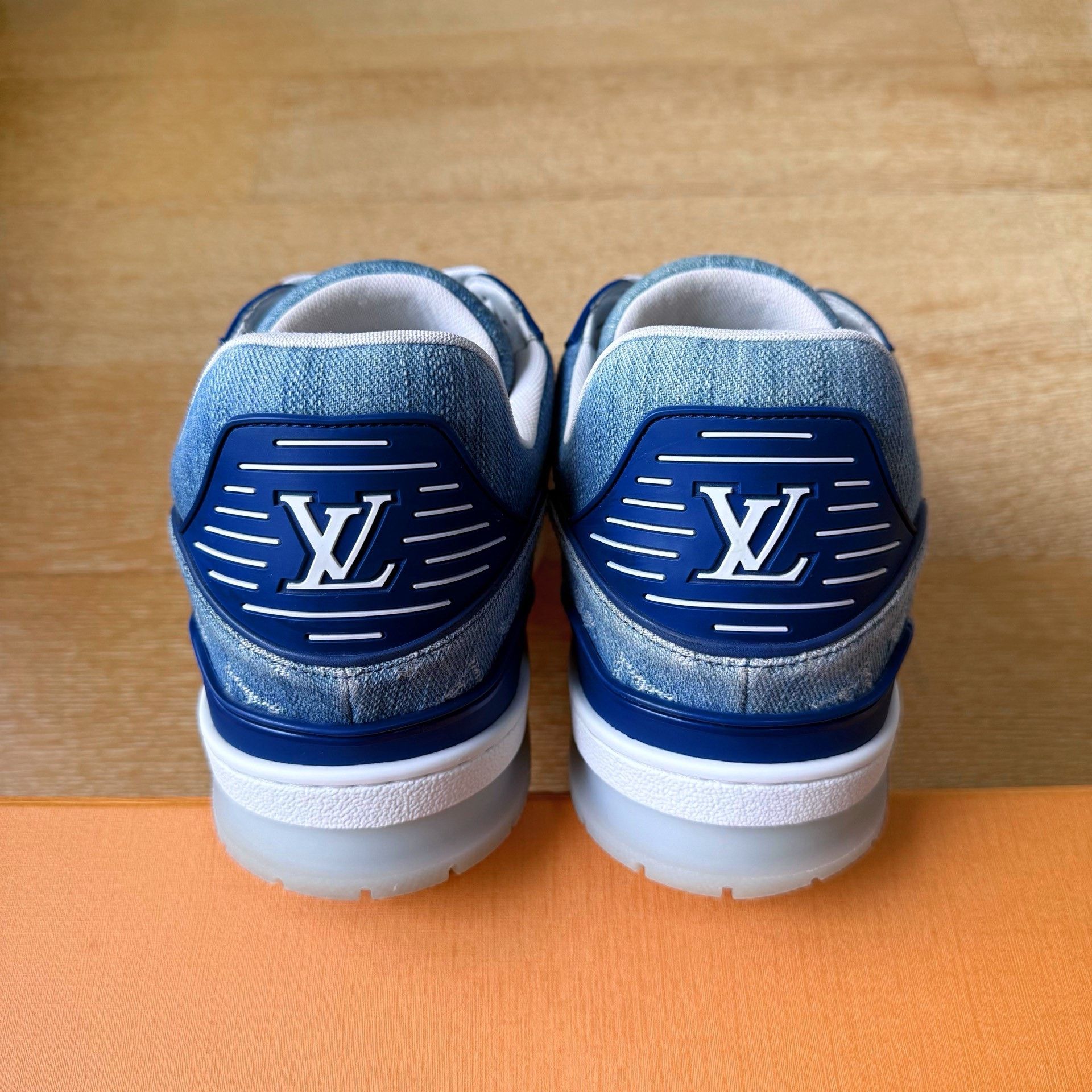 Louis Vuitton LV Trainer Blue White Denim Sneakers Size US 11 / EU 44 - 5 Thumbnail