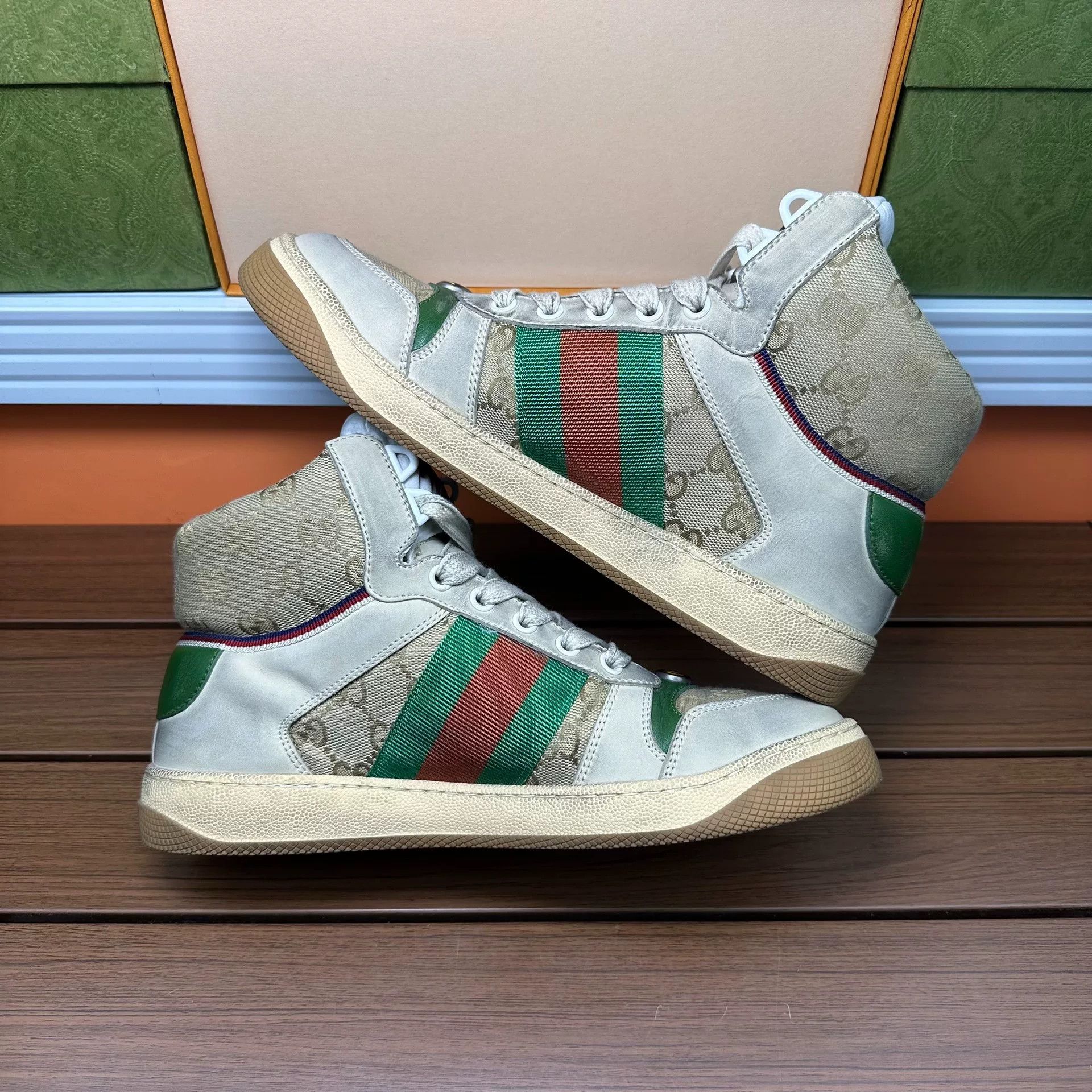 Gucci Gucci Green Hitop Sneakers it_38-5 Women Size US 8.5 / IT 38.5 - 3 Thumbnail