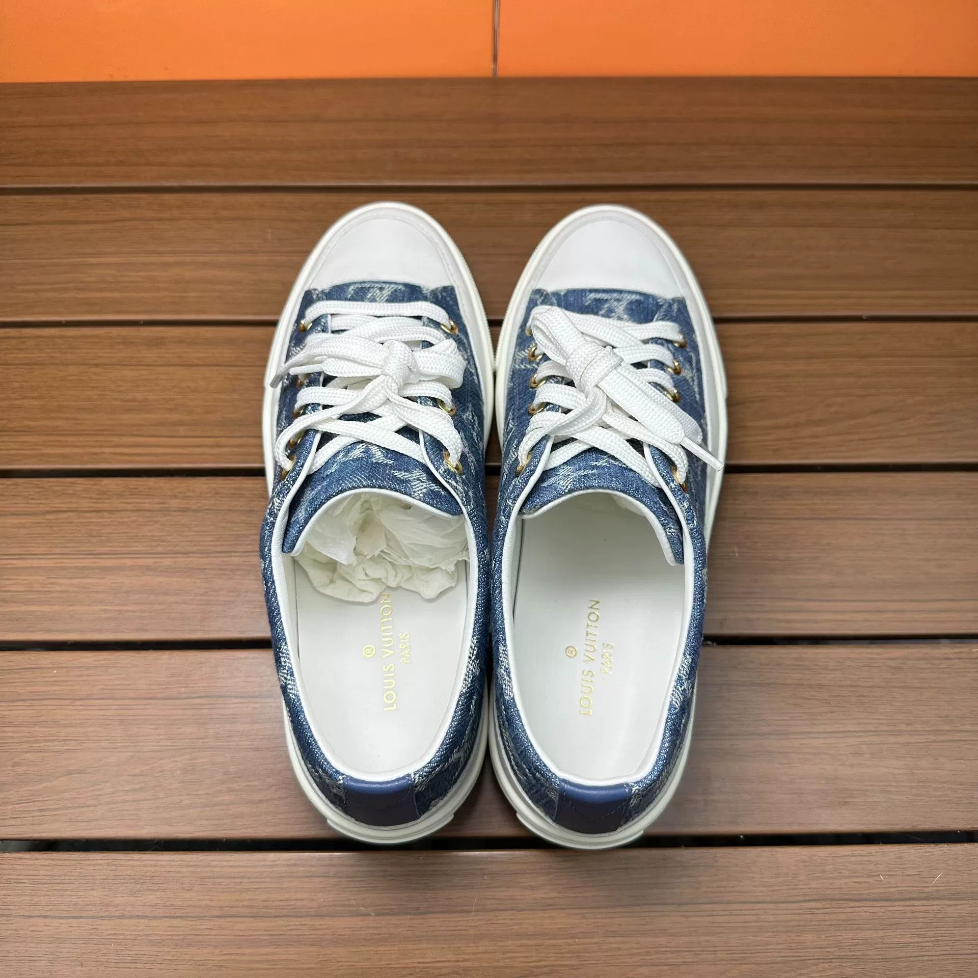Louis Vuitton Louis Vuitton Denim Blue Lowtop Sneakers it_36 Women Size US 6 / IT 36 - 7 Thumbnail