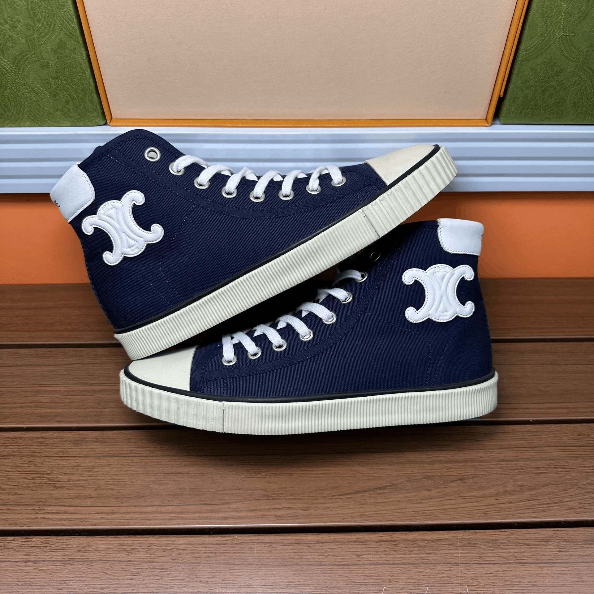 Celine Celine Canvas Blue Hitop Sneakers it_36 Women Size US 6 / IT 36 - 2 Thumbnail
