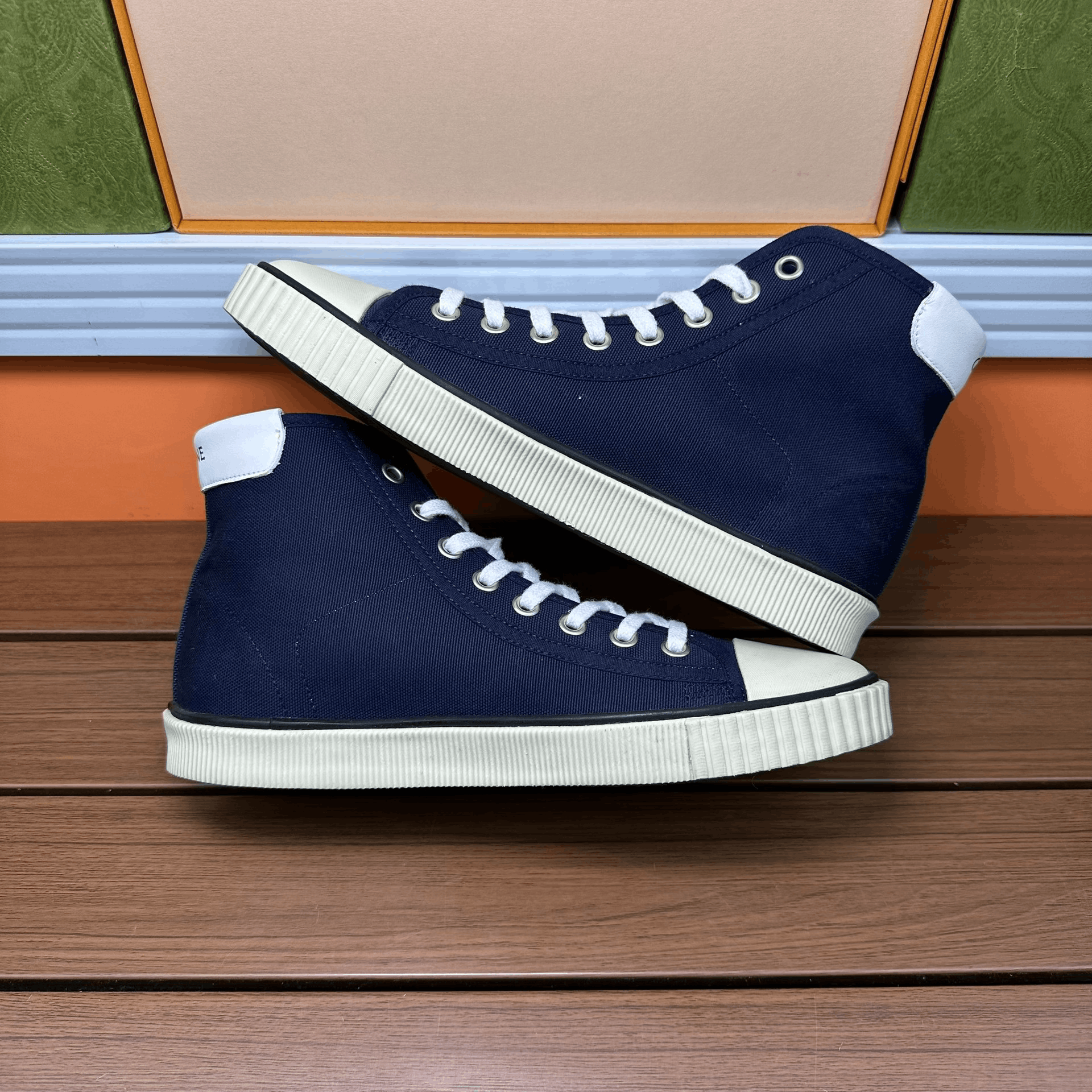Celine Celine Canvas Blue Hitop Sneakers it_36 Women Size US 6 / IT 36 - 3 Thumbnail