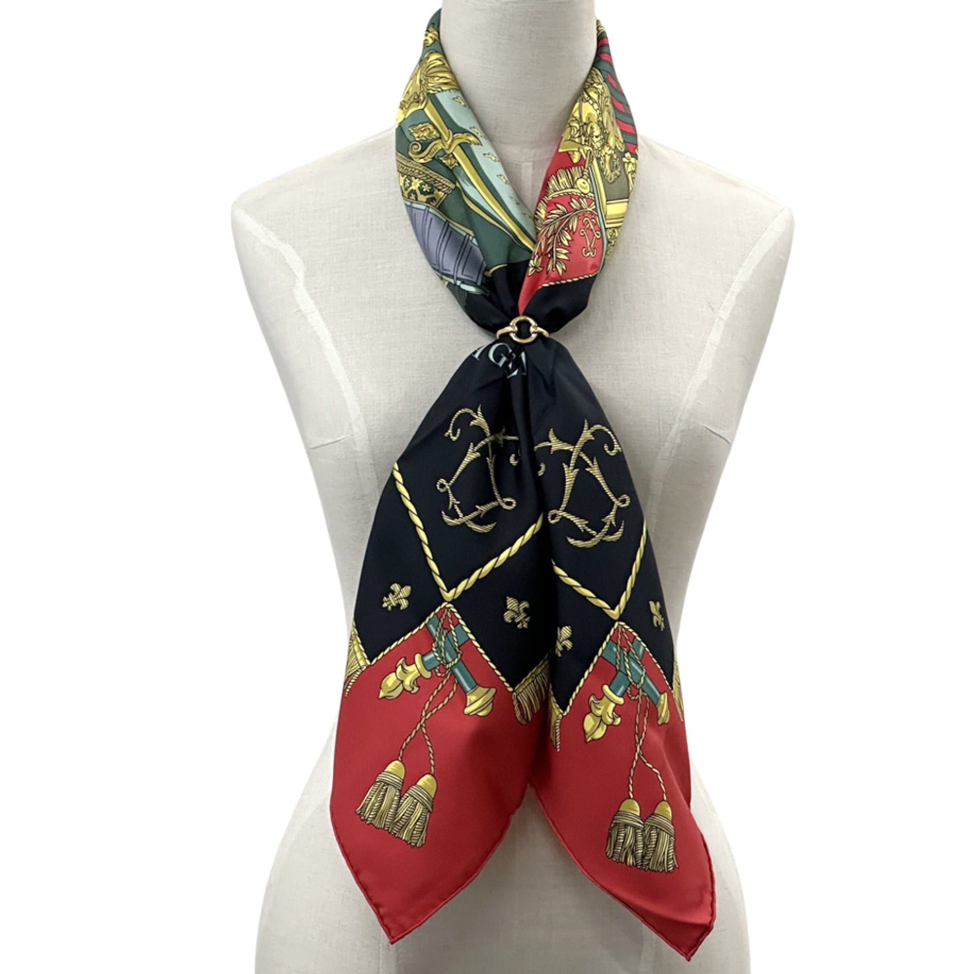 Hermes Hermes scarf/muffler, Carre 90, VUE DU CARROSSE DE LA REALE (Queen's Coronation), women's, brand, silk, black, red, ship Size ONE SIZE - 5 Thumbnail