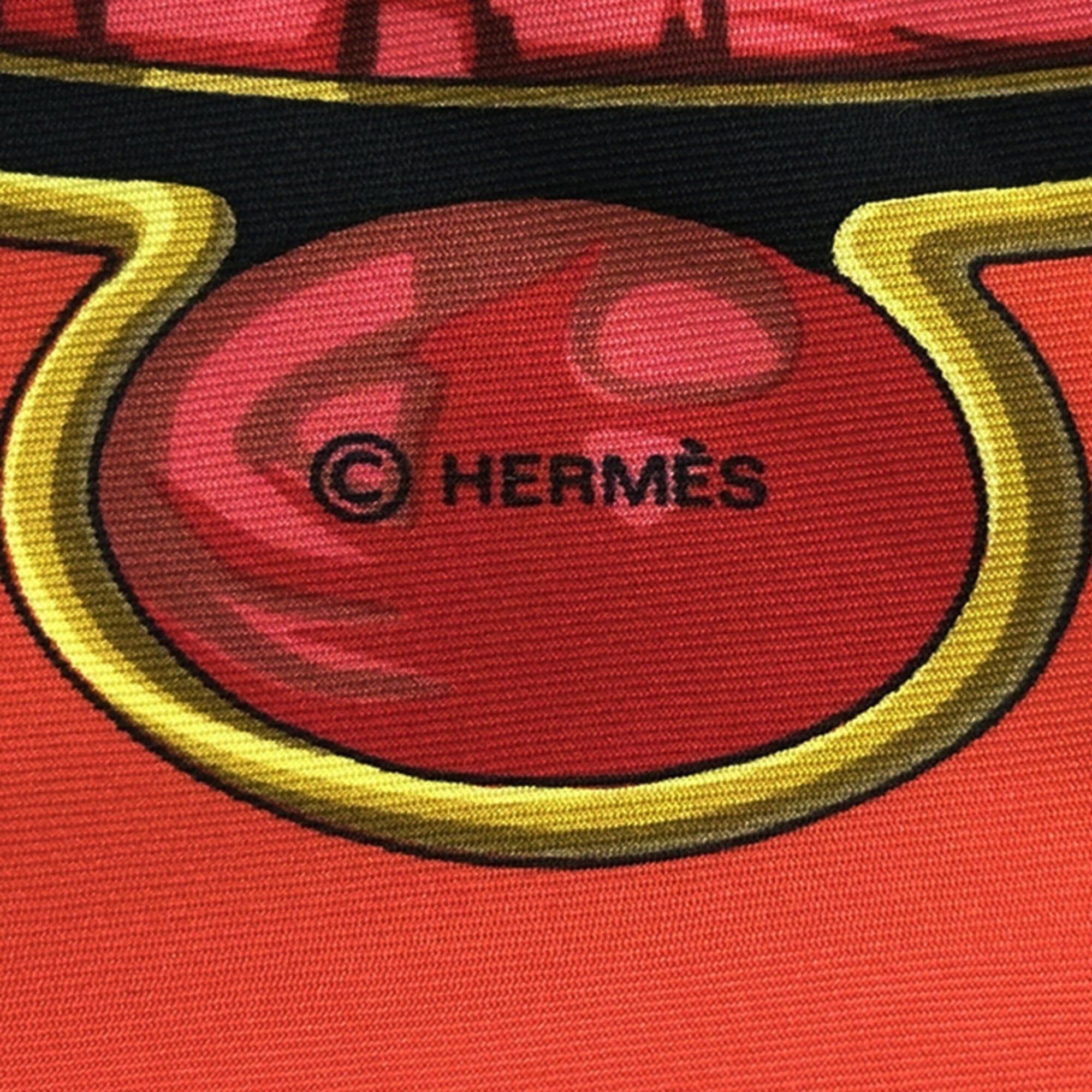 Hermes Hermes scarf/muffler, Carre 90, Caty design, ancient Egyptian motif, women's, silk, red and black, scarab beetle, bird, animal. Size ONE SIZE - 4 Thumbnail