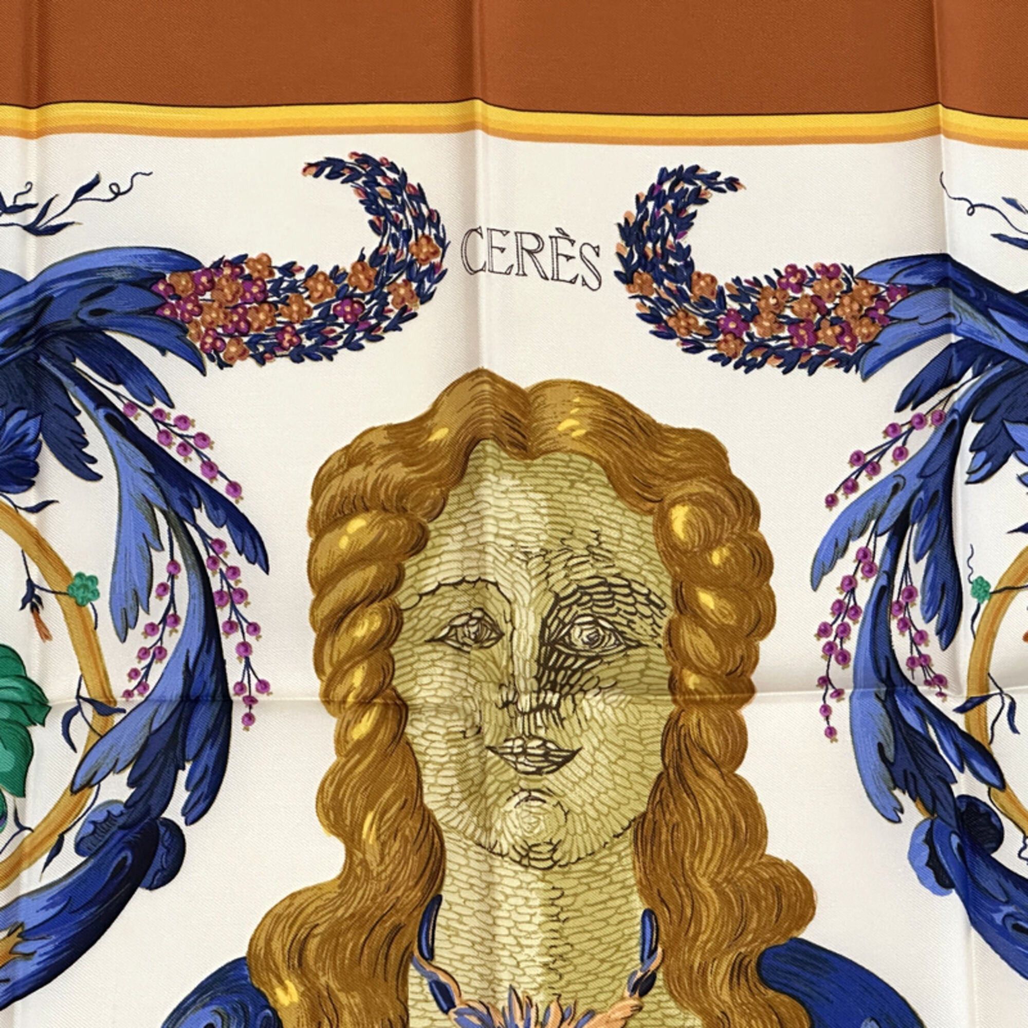 Hermes Hermes scarf/muffler, Carre 90, Ceres (Goddess Ceres), women's, brand name, silk, orange, multicolor. Size ONE SIZE - 2 Thumbnail
