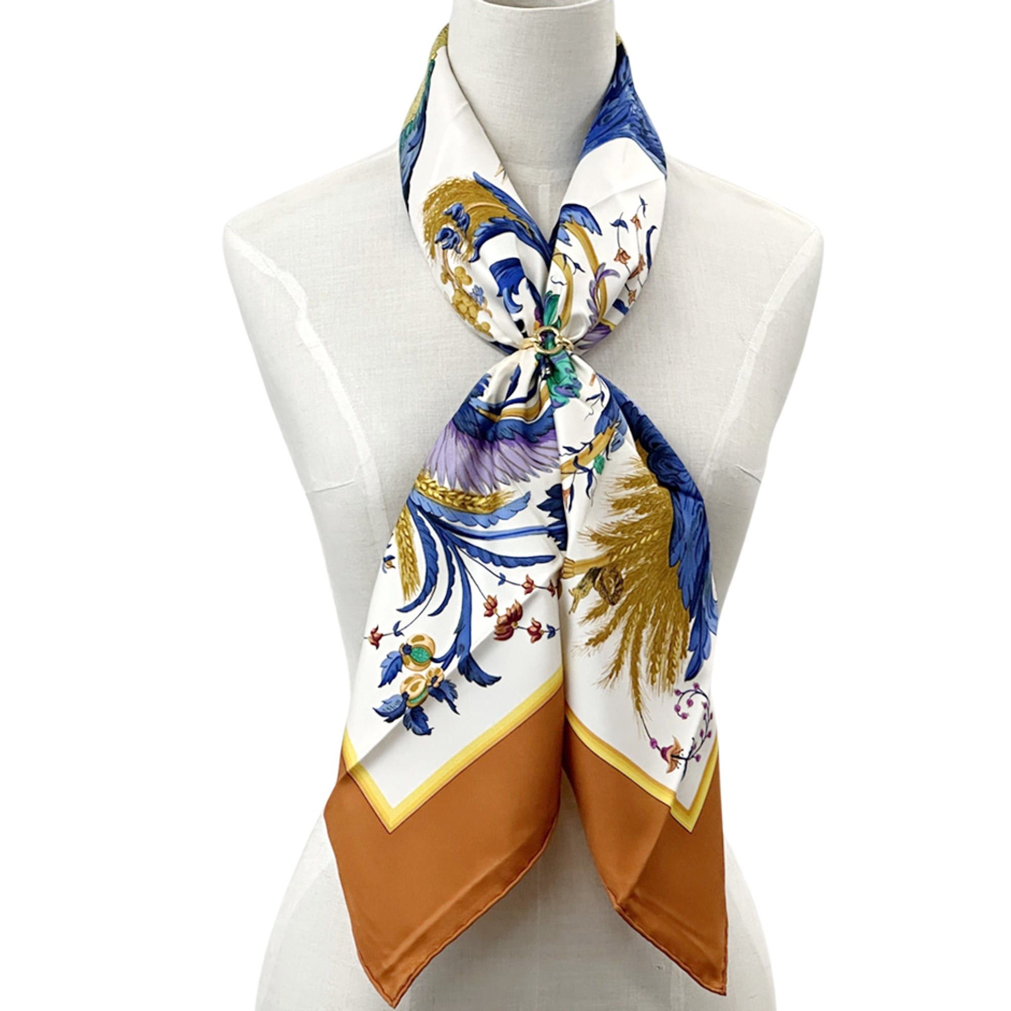Hermes Hermes scarf/muffler, Carre 90, Ceres (Goddess Ceres), women's, brand name, silk, orange, multicolor. Size ONE SIZE - 8 Thumbnail
