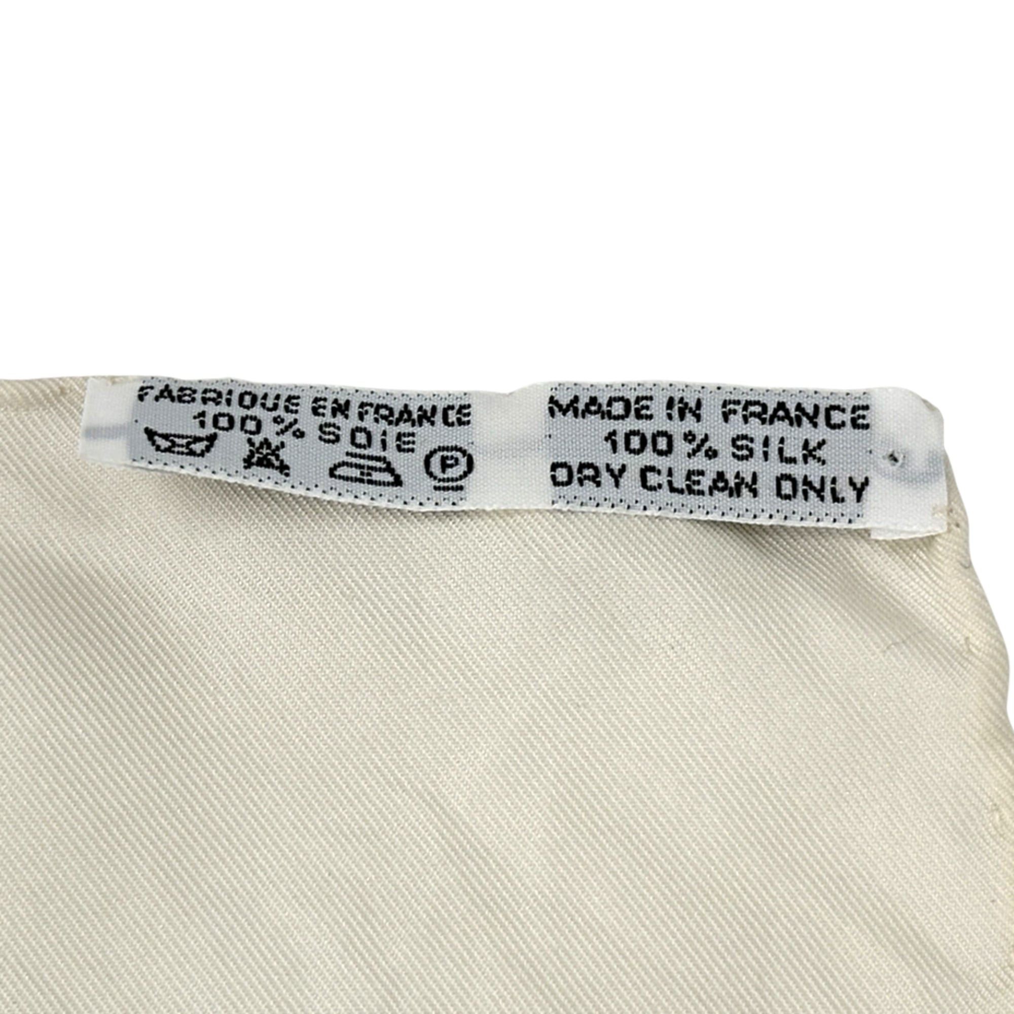 Hermes Hermes scarf/muffler, Carre 90, PLUMES by Henride Linares, feather design, women's, brand, silk, white, cream. Size ONE SIZE - 4 Thumbnail