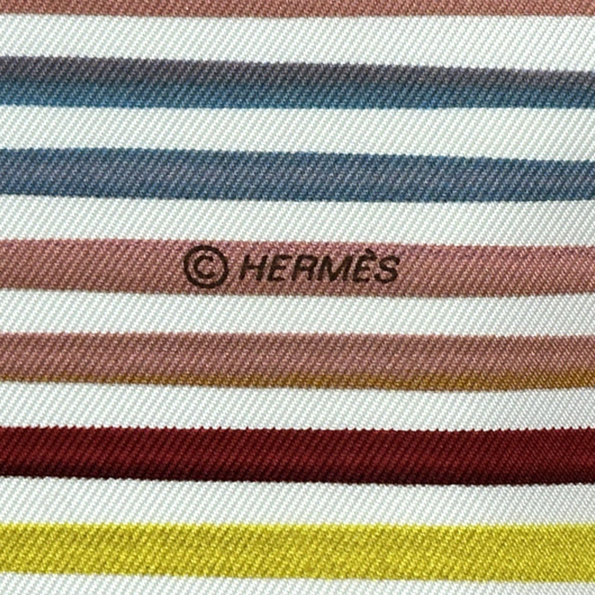 Hermes Hermes scarf/muffler, Carre 90, Faubourg Express, women's, brand name, silk, white, rainbow. Size ONE SIZE - 4 Thumbnail