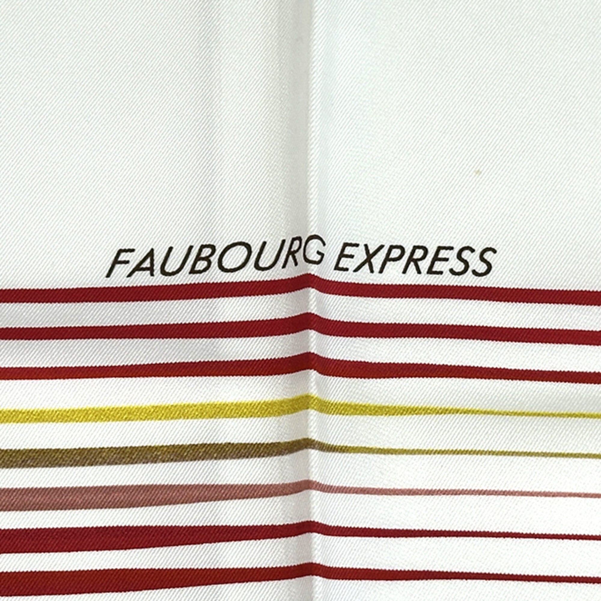 Hermes Hermes scarf/muffler, Carre 90, Faubourg Express, women's, brand name, silk, white, rainbow. Size ONE SIZE - 2 Thumbnail