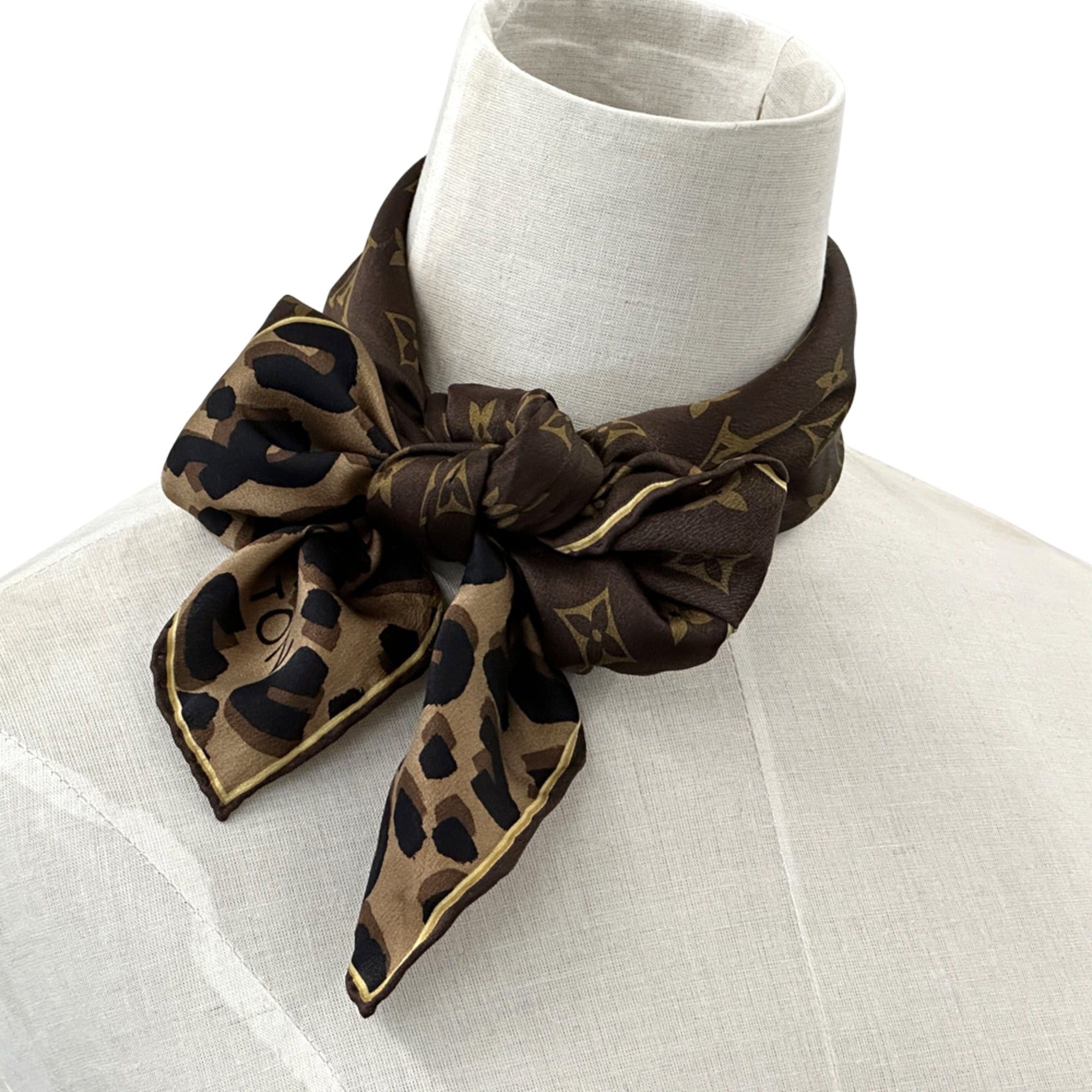 Louis Vuitton Louis Vuitton Scarf Muffler Monogram Women's Brand Silk Brown M72124 Size ONE SIZE - 5 Thumbnail