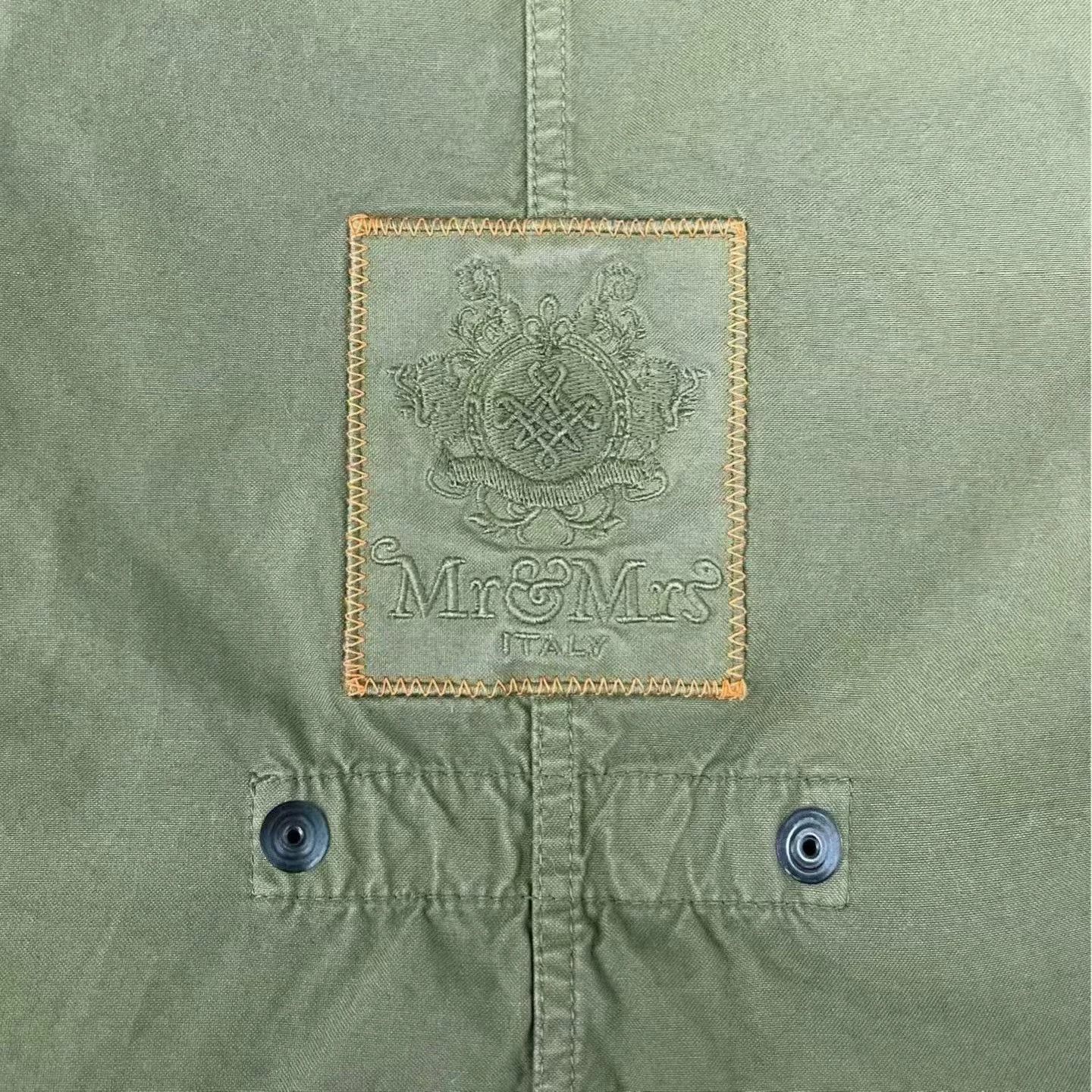 MR & MRS ITALY Military Green Mink Collar Cotton Coat Size XS / US 0-2 / IT 36-38 - 7 Thumbnail