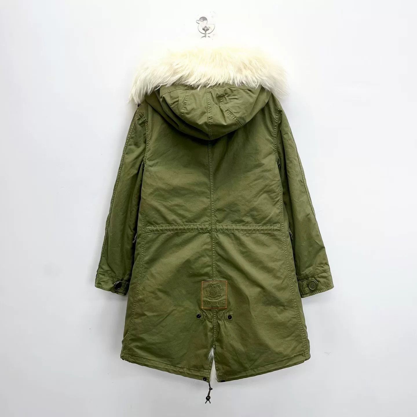 MR & MRS ITALY Military Green Mink Collar Cotton Coat Size XS / US 0-2 / IT 36-38 - 2 Thumbnail