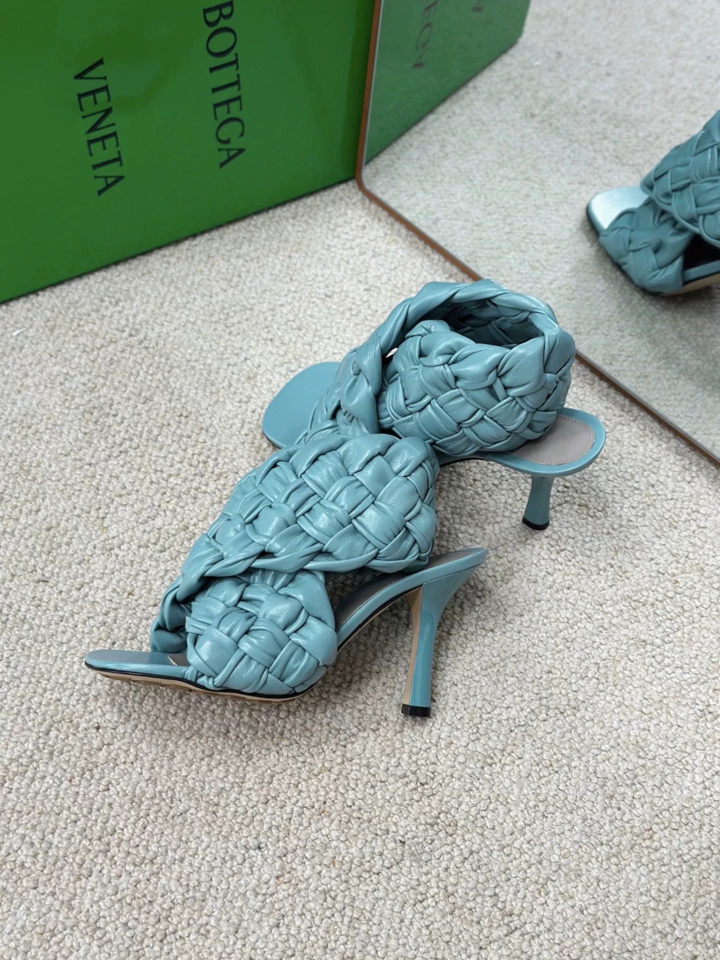 Bottega Veneta BV Blue Woven High-Heel Sandals Size US 6 / IT 36 - 5 Thumbnail