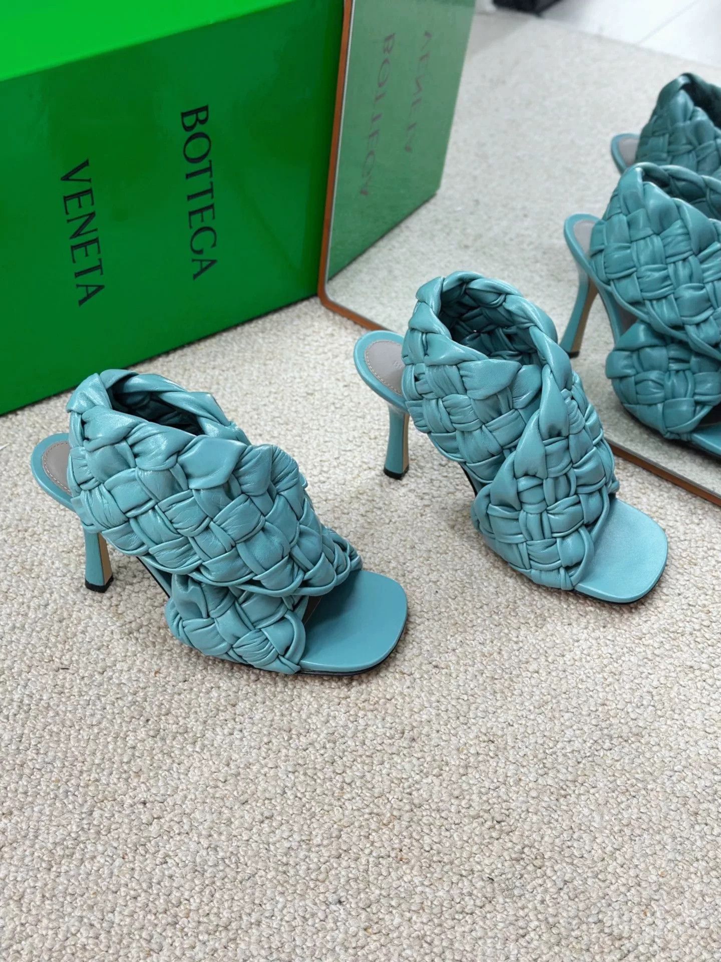 Bottega Veneta BV Blue Woven High-Heel Sandals Size US 6 / IT 36 - 3 Thumbnail