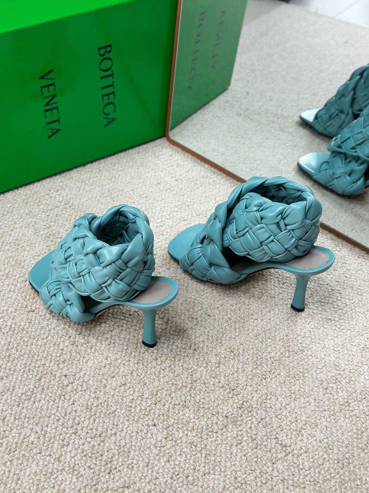 Bottega Veneta BV Blue Woven High-Heel Sandals Size US 6 / IT 36 - 4 Thumbnail