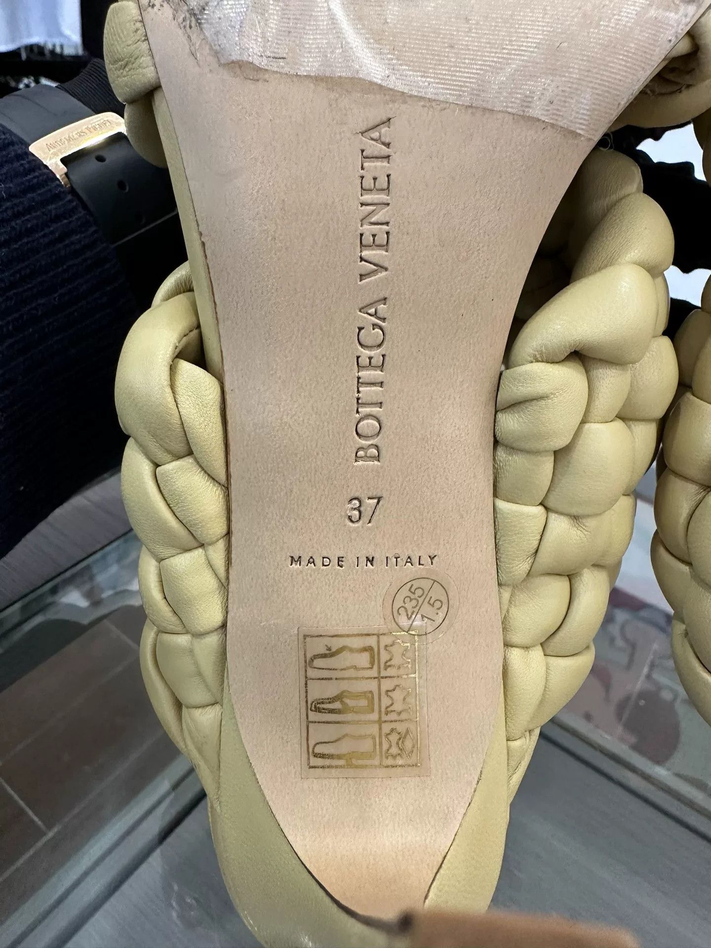 Bottega Veneta BV Yellow Braided High-Heel Slippers Size US 6 / IT 36 - 7 Thumbnail