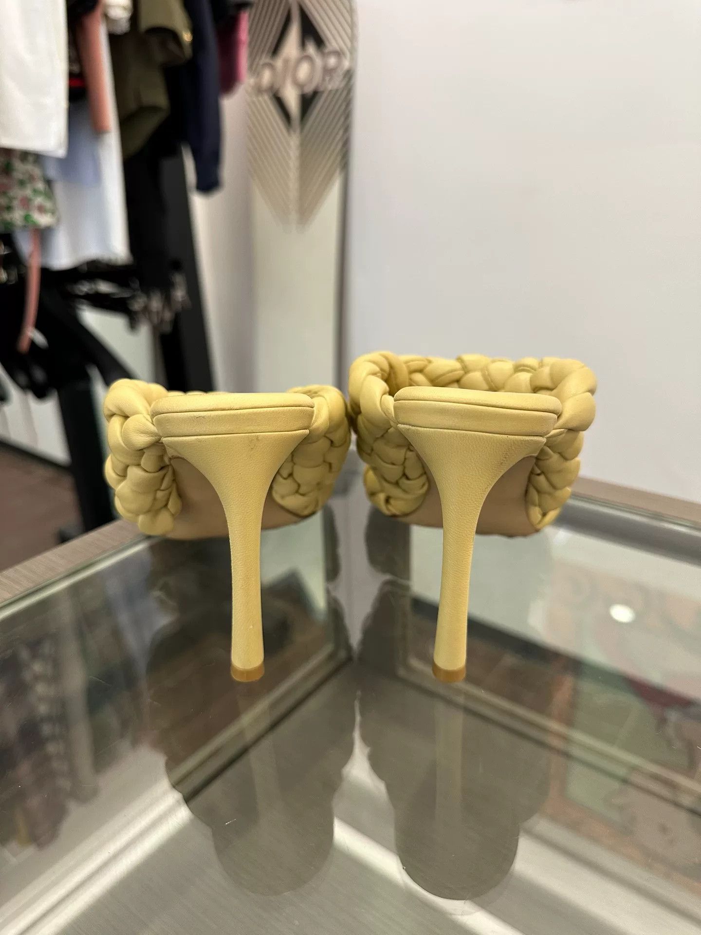 Bottega Veneta BV Yellow Braided High-Heel Slippers Size US 6 / IT 36 - 5 Thumbnail
