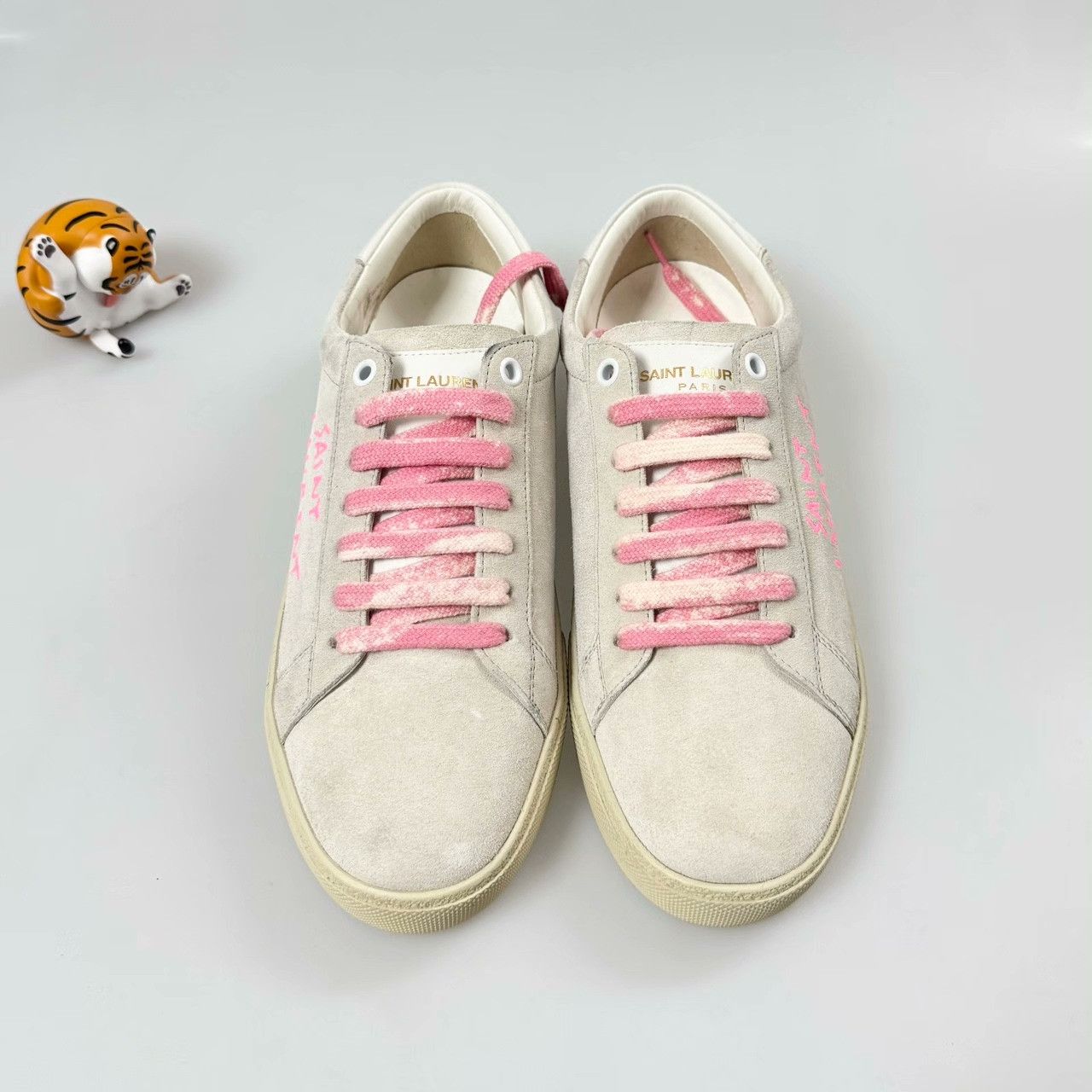 Yves Saint Laurent YSL Light Pink Suede Board Shoes Size US 7 / IT 37 - 3 Thumbnail