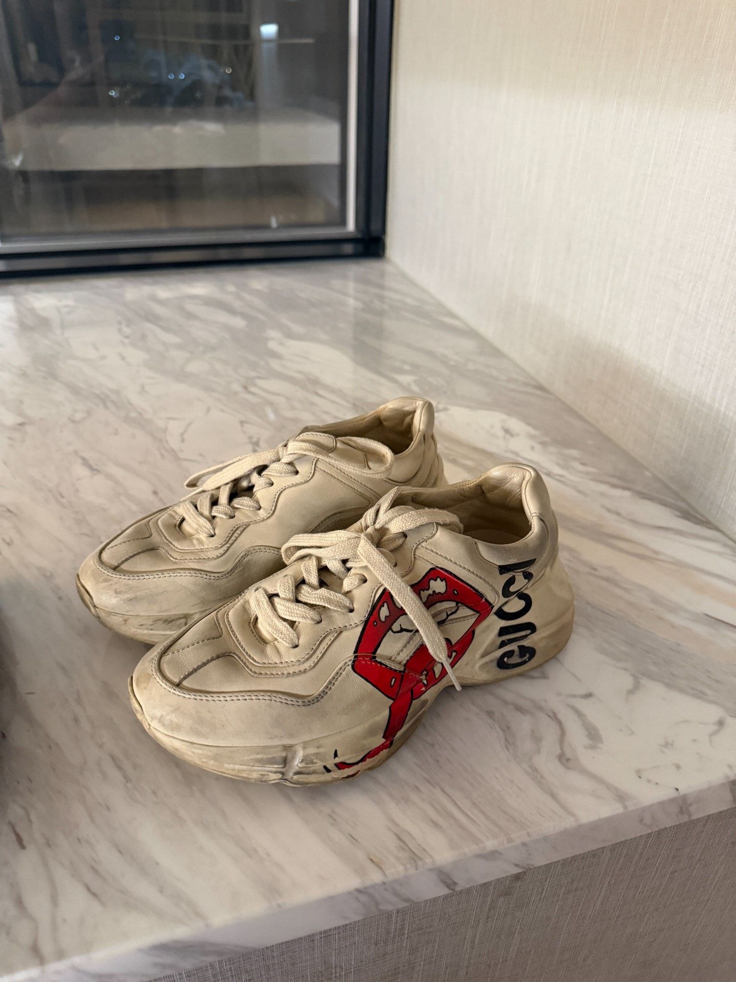Gucci Gucci Distressed Sneakers Red Tongue Size US 6 / IT 36 - 3 Thumbnail