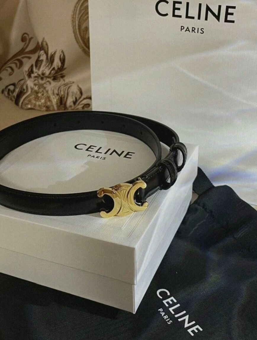 Celine CELINE Triomphe Buckle Leather Belt Size ONE SIZE - 2 Thumbnail