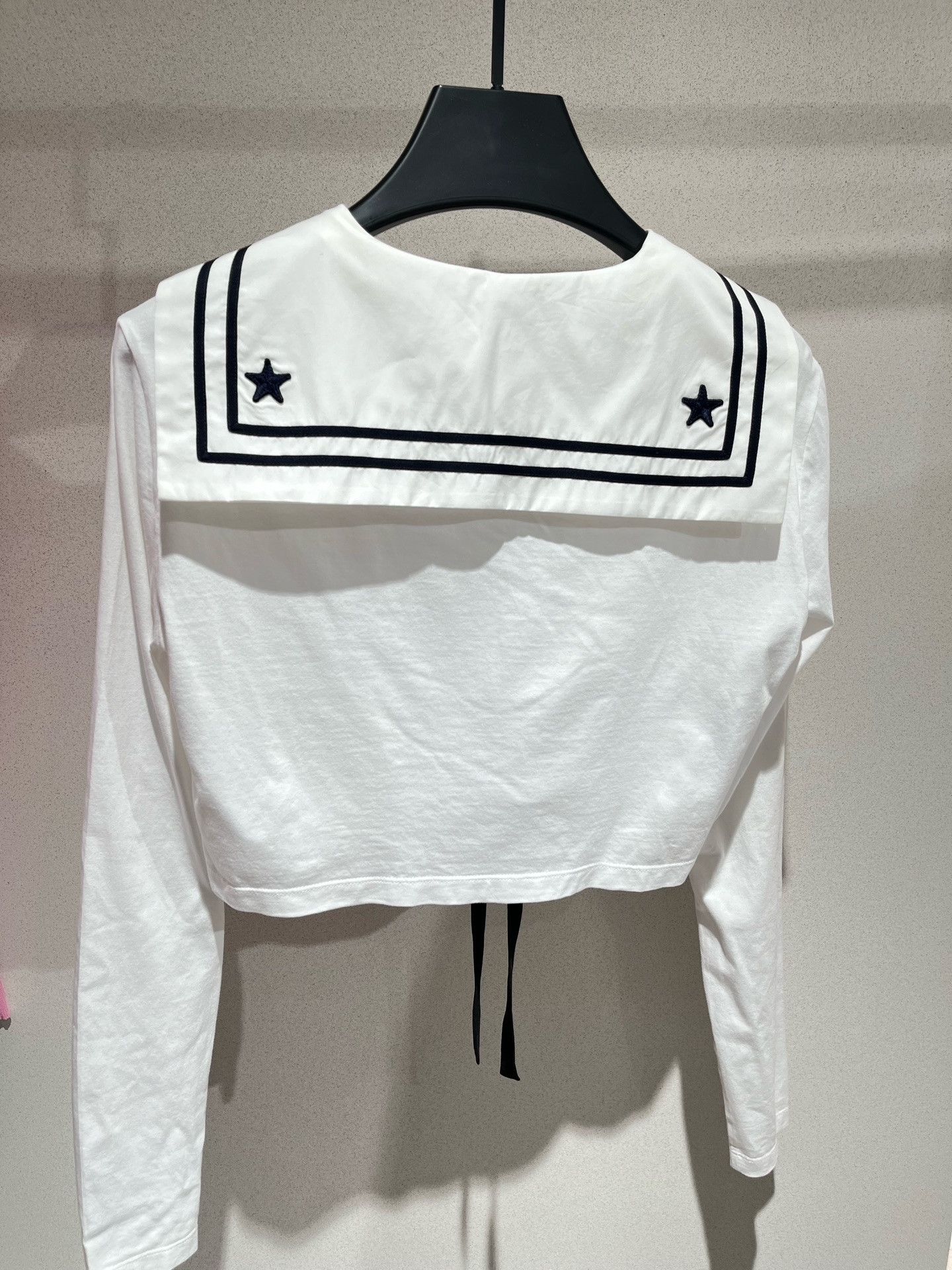 Miu Miu Miu Miu White Navy Collar Cropped Top Size S / US 4 / IT 40 - 3 Thumbnail