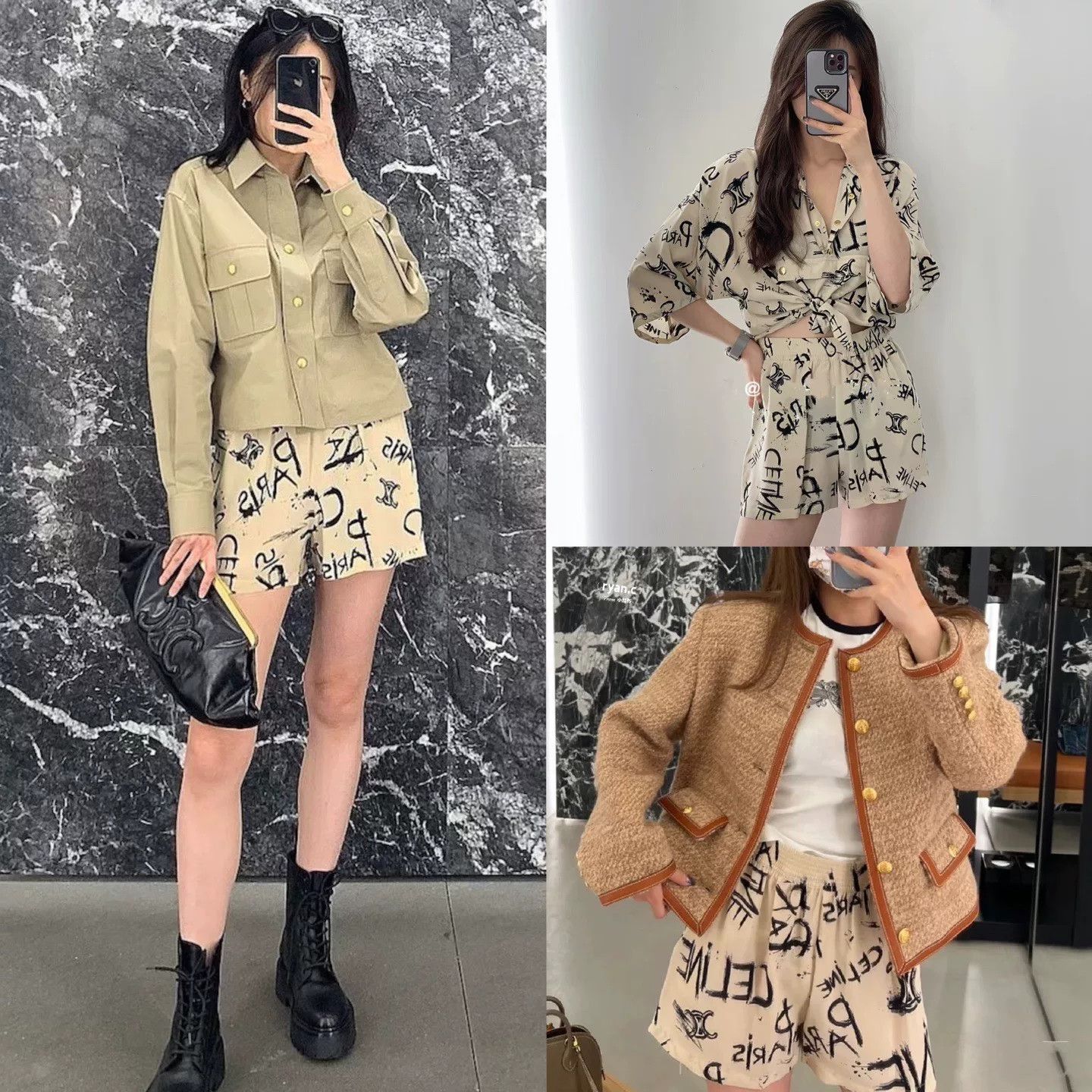 Celine Celine Beige Paris Print Shorts Size 38" / US 16 / IT 52 - 6 Thumbnail