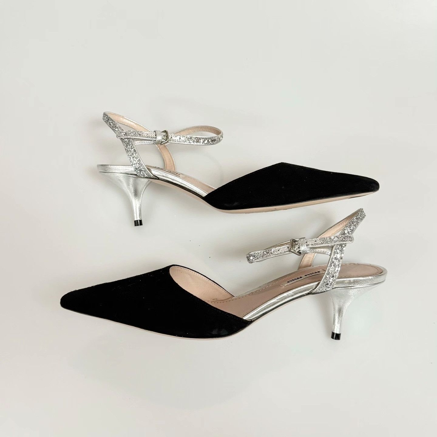 Miu Miu Miumiu Black Pointed-Toe Kitten Heels Size US 7 / IT 37 - 4 Thumbnail