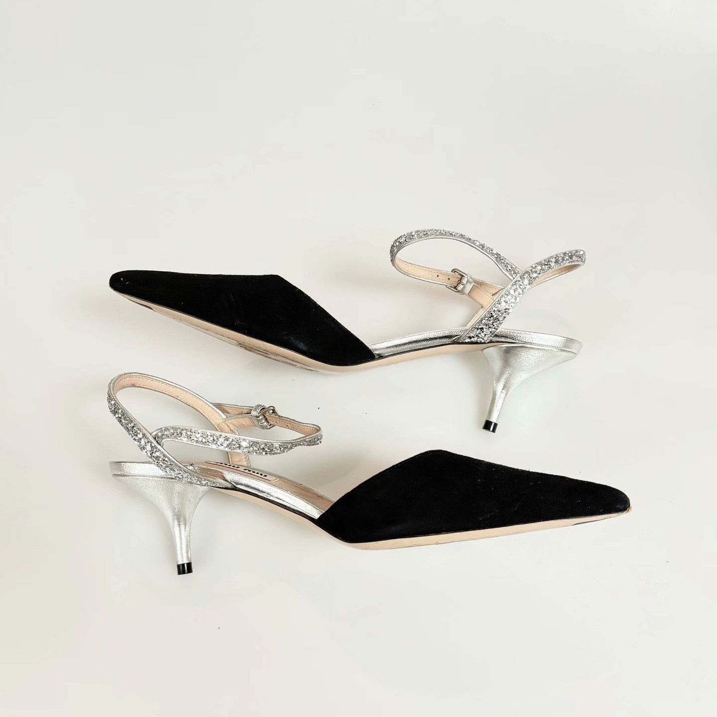 Miu Miu Miumiu Black Pointed-Toe Kitten Heels Size US 7 / IT 37 - 5 Thumbnail