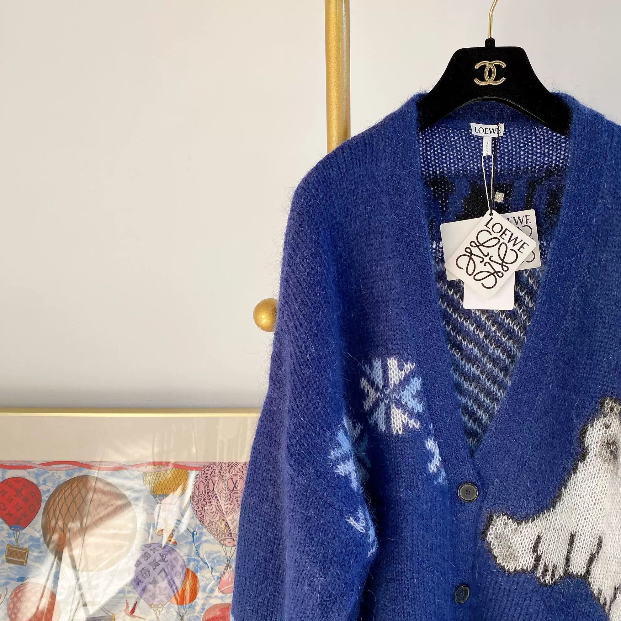 Loewe Loewe Blue Patterned Knit Cardigan Size M / US 6-8 / IT 42-44 - 3 Thumbnail