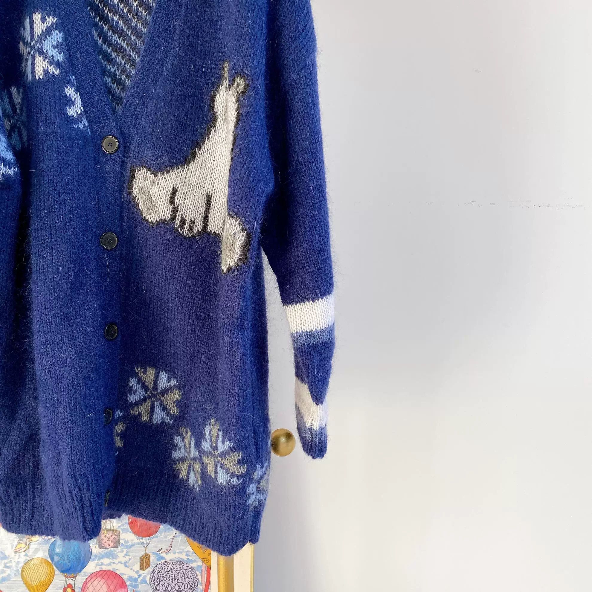 Loewe Loewe Blue Patterned Knit Cardigan Size M / US 6-8 / IT 42-44 - 4 Thumbnail