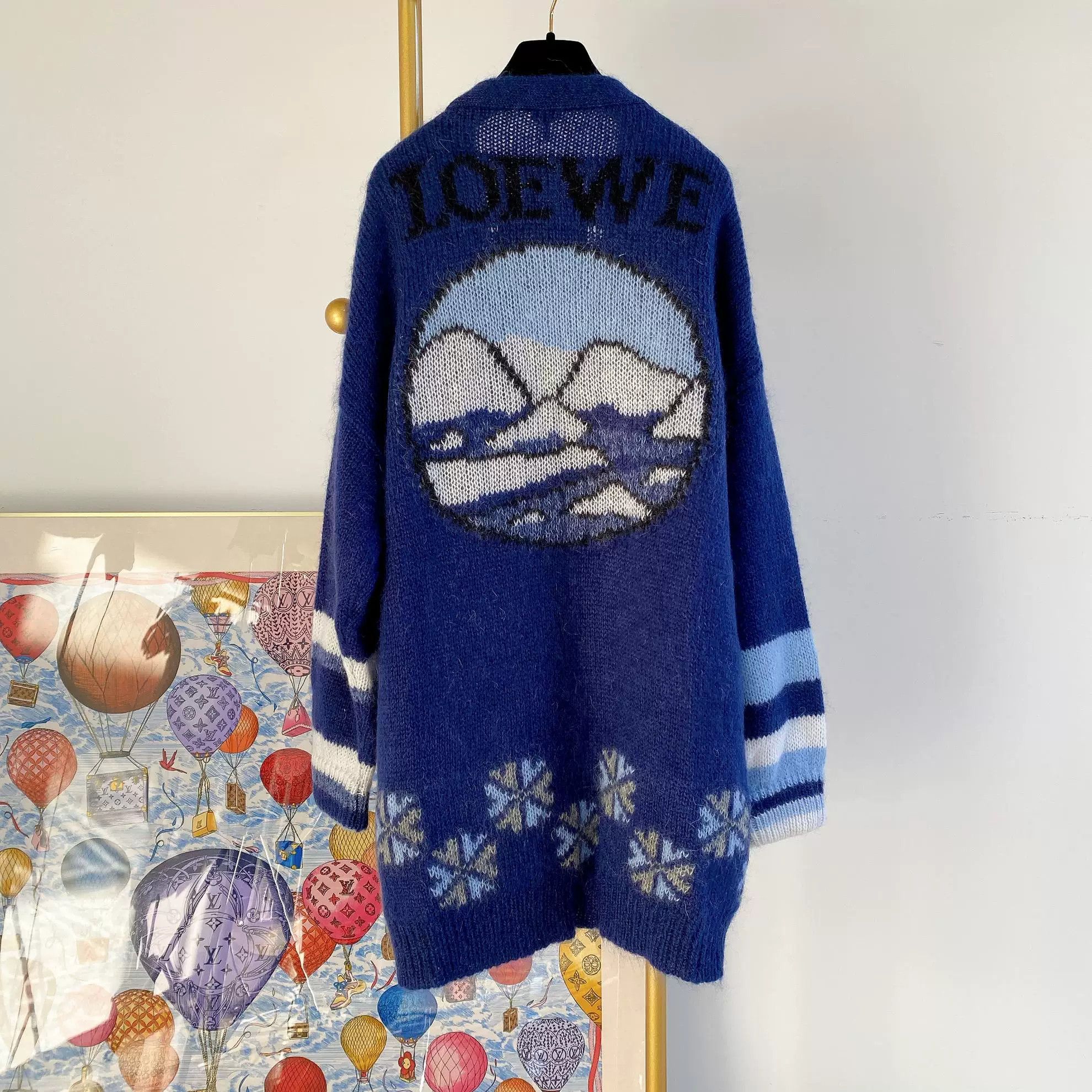 Loewe Loewe Blue Patterned Knit Cardigan Size M / US 6-8 / IT 42-44 - 2 Thumbnail