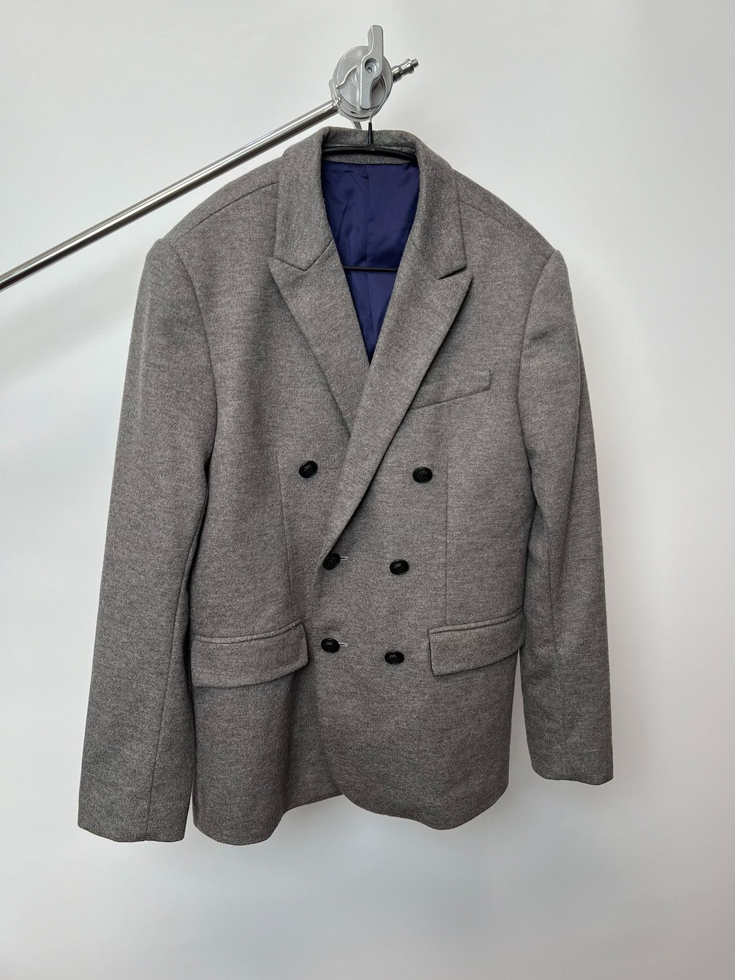 Helmut Lang Helmut Lang Gray Wool Double-Breasted Blazer Size US L / EU 52-54 / 3 - 2 Thumbnail
