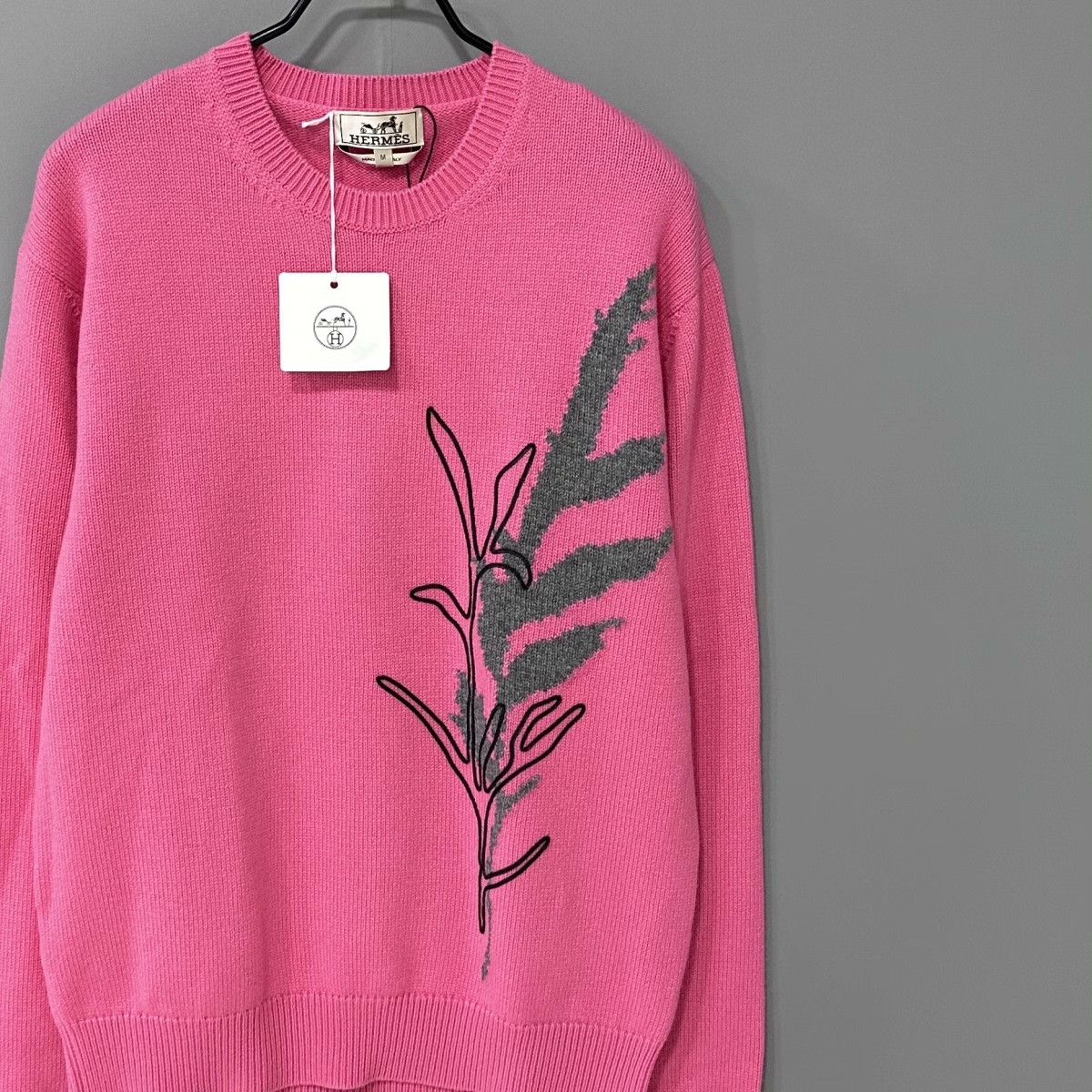 Hermes Hermes Pink Cashmere Plant Jacquard Sweater Size M / US 6-8 / IT 42-44 - 2 Thumbnail