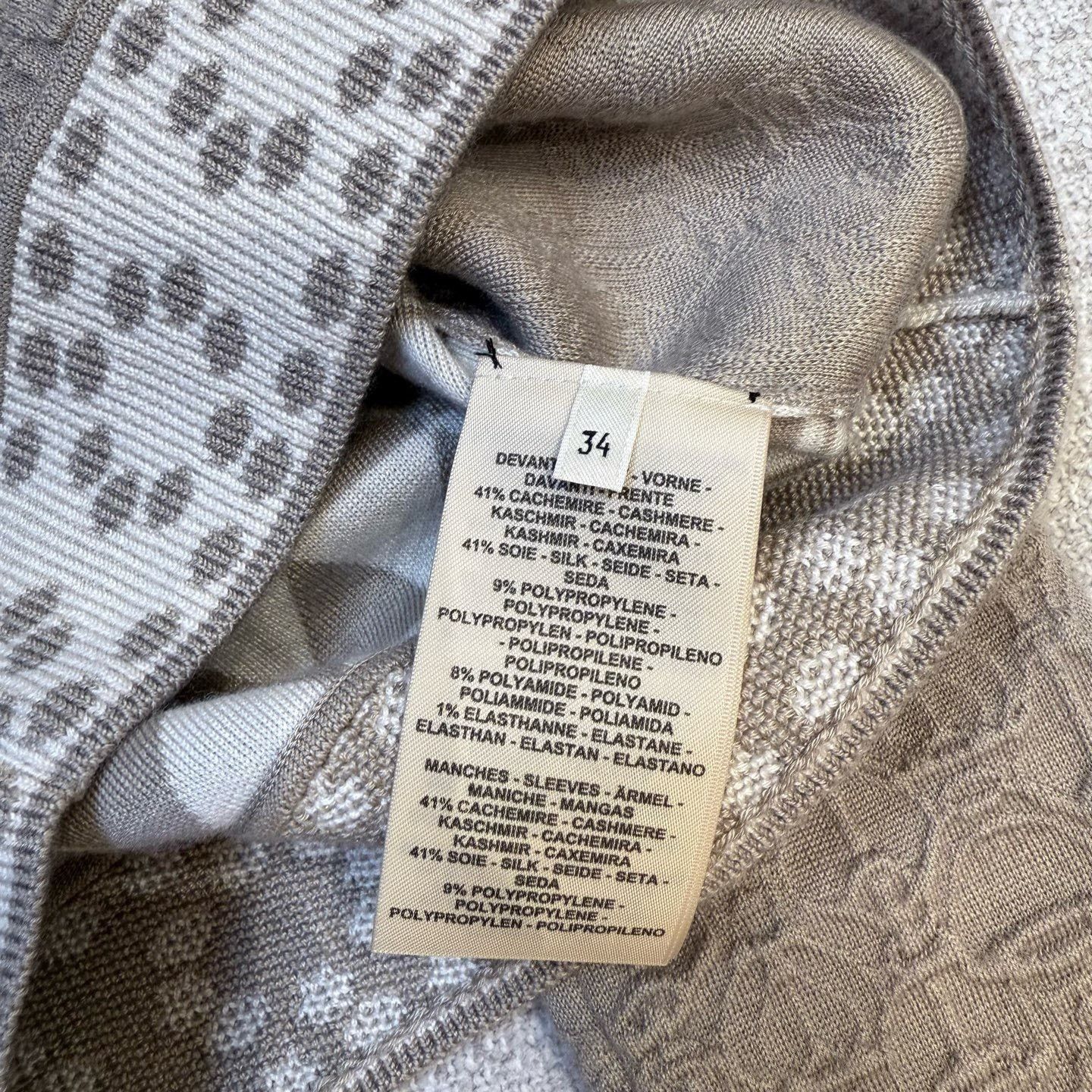 Hermes HERMES Beige Geometric Jacquard Sweater Size XXS / US 00 / IT 34 - 7 Thumbnail