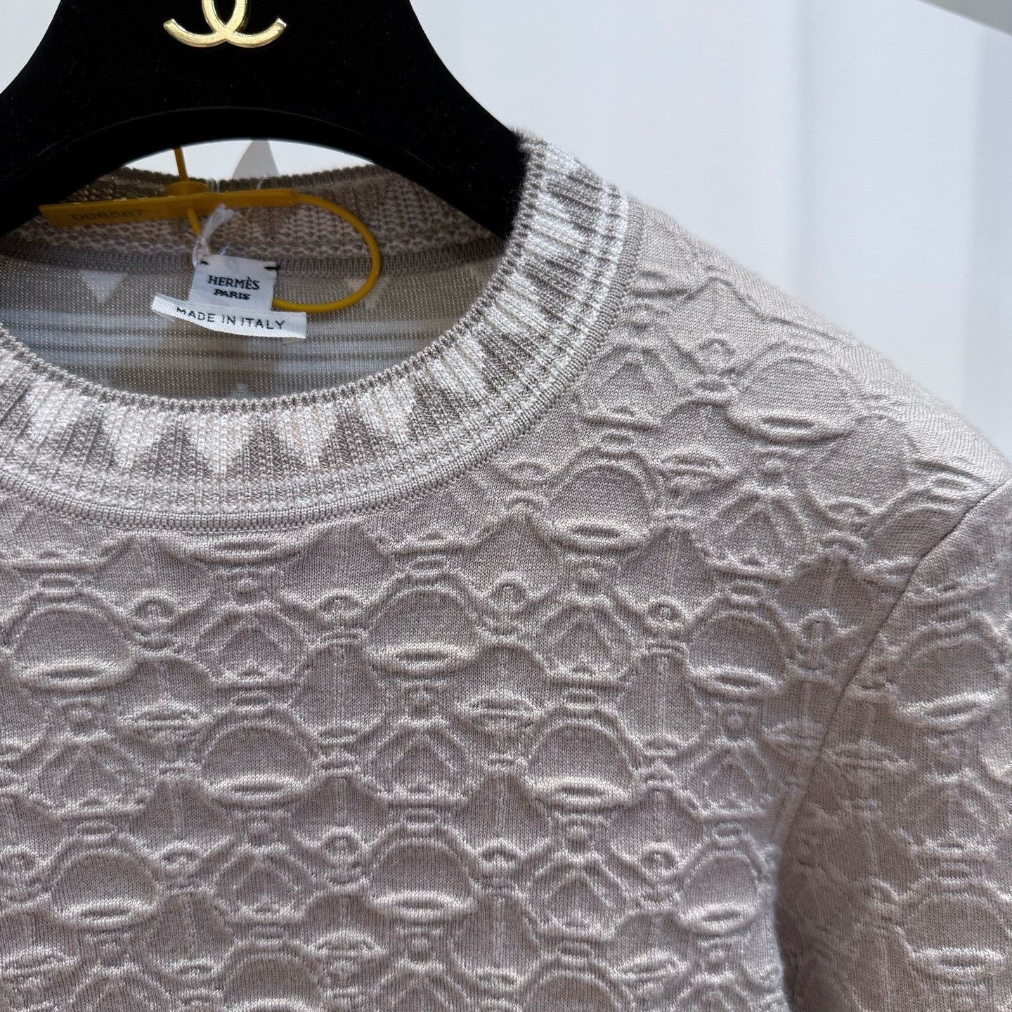 Hermes HERMES Beige Geometric Jacquard Sweater Size XXS / US 00 / IT 34 - 3 Thumbnail