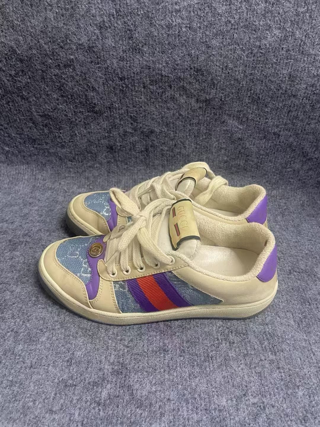 Gucci Gucci Screener Leather GG Blue Sneakers Size US 4.5 / IT 34.5 - 2 Thumbnail